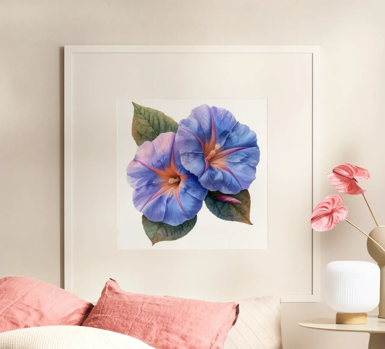 Fiore di gloria mattutina 3 poster con telaio in legno da Bold Blooms