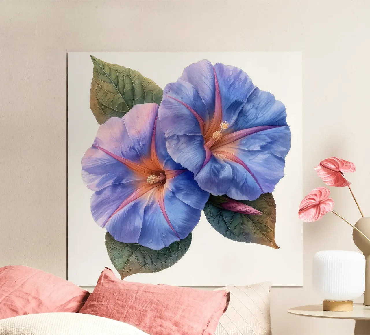 Fiore di gloria mattutina 3 poster con telaio in legno da Bold Blooms