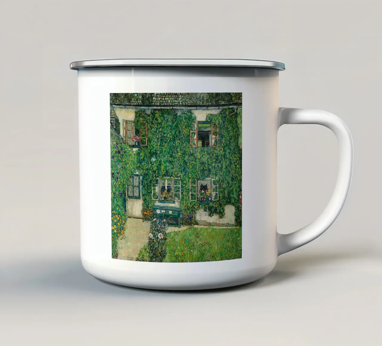 Gustav Klimt - Casa a Weissenbach sul lago Attersee tazza in smalto da Timeless Artworks