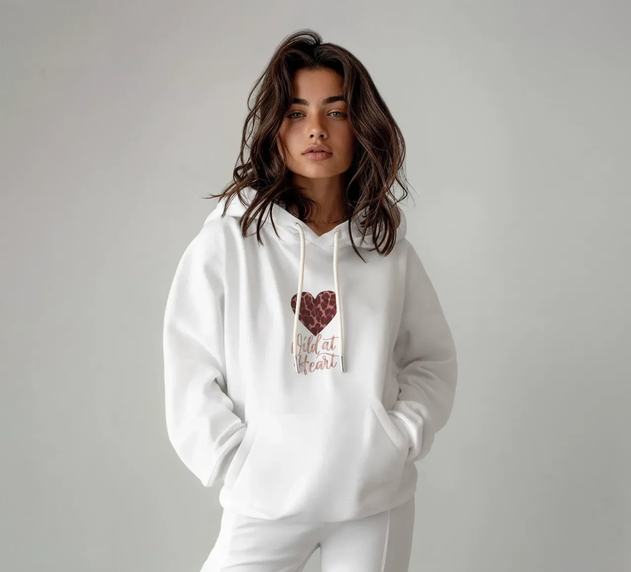 Leoparden-Print. Espresso-Rosé con Oro. Corazón salvaje. sudadera con capucha de CalliLetters
