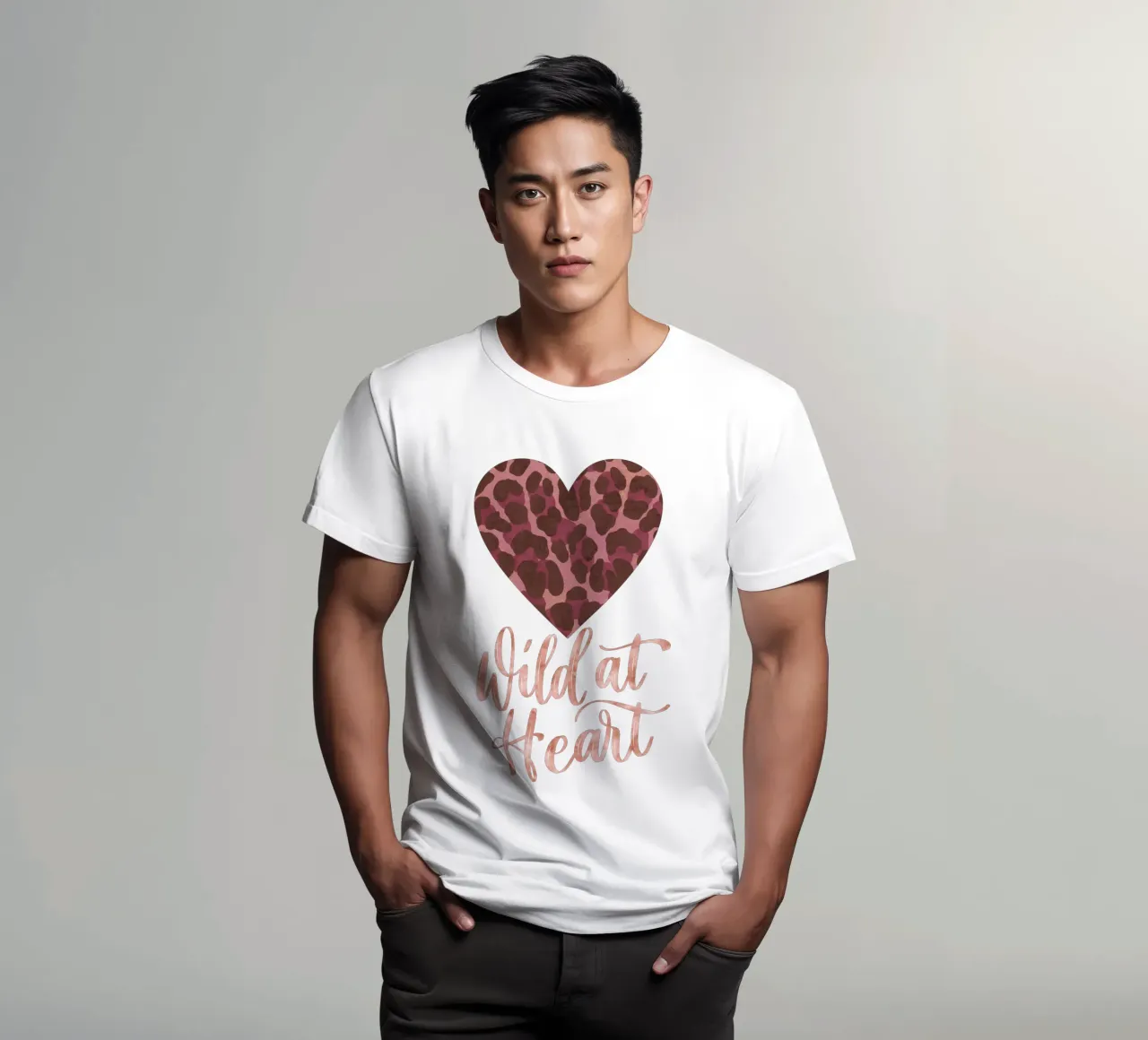 Leoparden-Print. Espresso-Rosé con Oro. Corazón salvaje. camiseta de CalliLetters