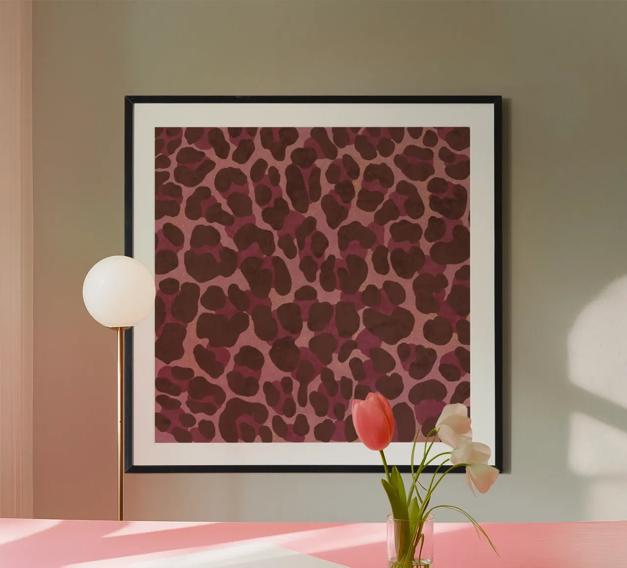 Leoparden-Print. Espresso-Rosé con Oro. Corazón salvaje. poster con marco de aluminio de CalliLetters
