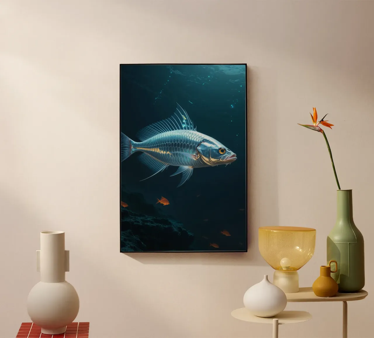 Silver Hatchetfish Illuminated by Bioluminescent Light plexiglass da AlbertKlee