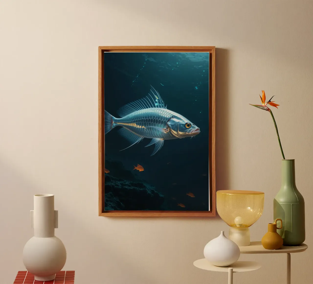 Silver Hatchetfish Illuminated by Bioluminescent Light canvas met Baklijst van AlbertKlee
