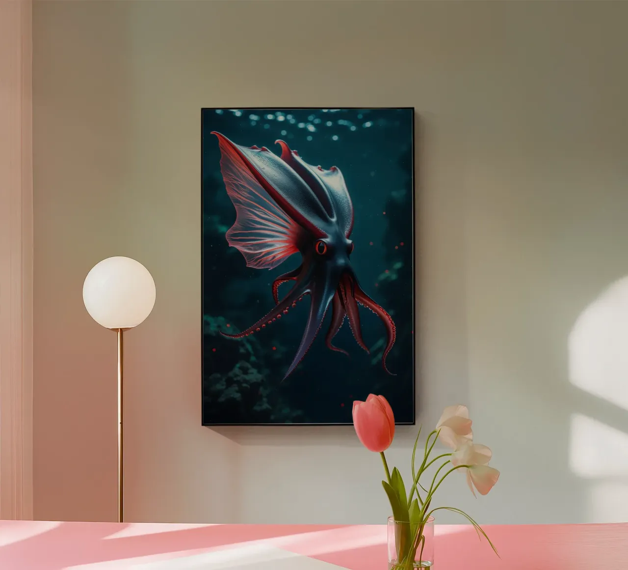 Ethereal Glow of a Vampire Squid in the Depths plexiglas de AlbertKlee