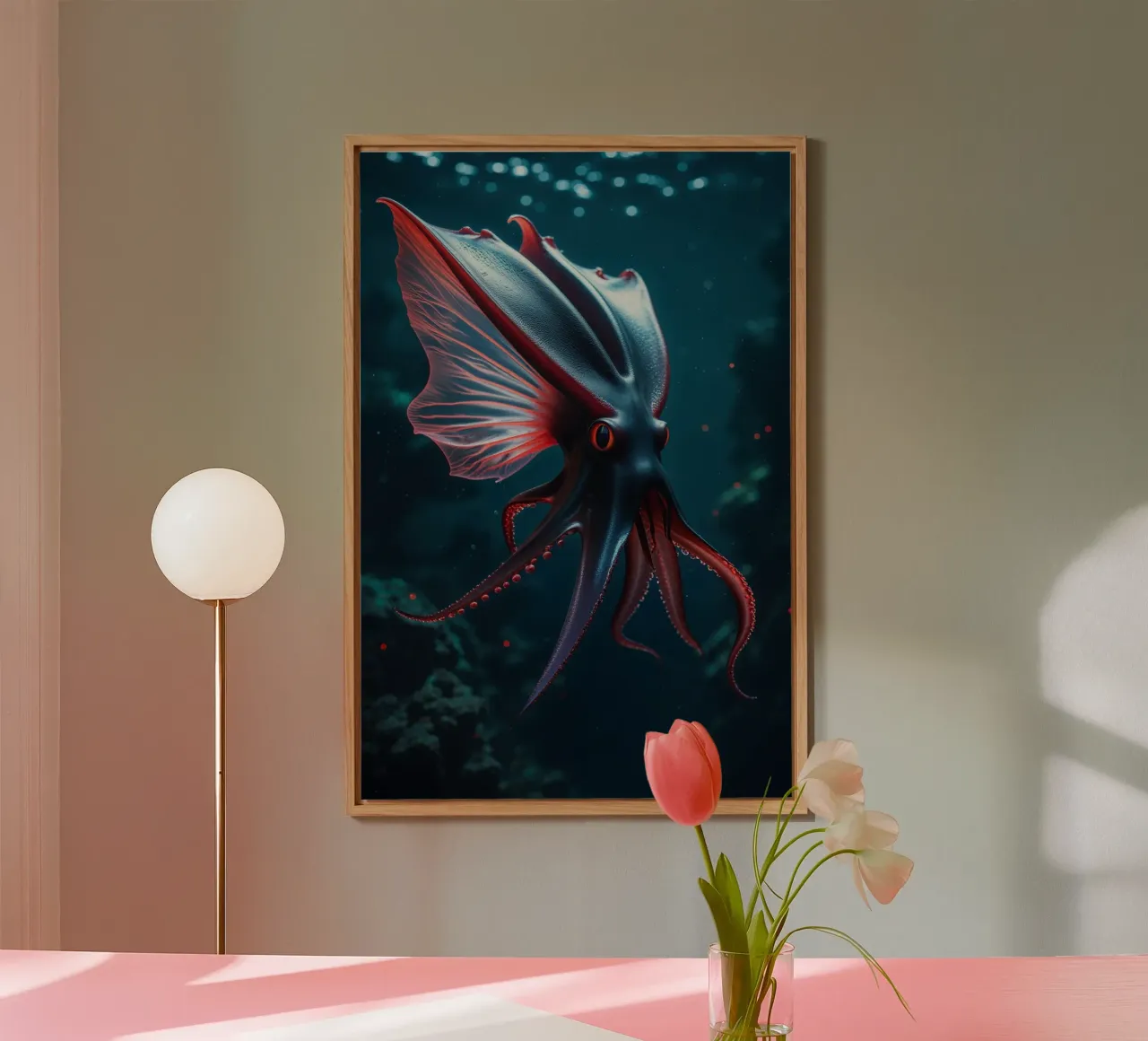 Ethereal Glow of a Vampire Squid in the Depths alluminio dibond da AlbertKlee