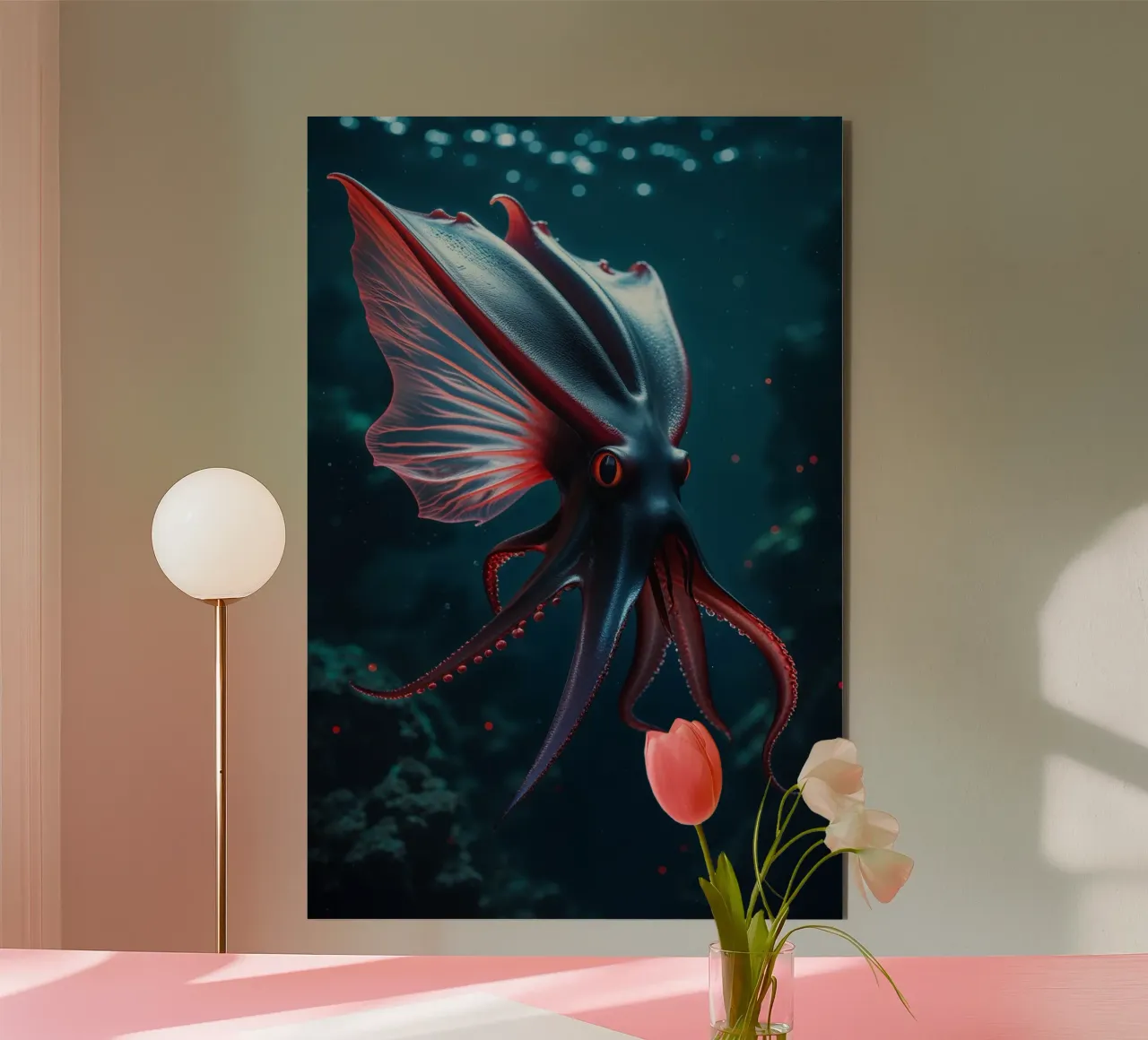 Ethereal Glow of a Vampire Squid in the Depths alluminio dibond da AlbertKlee