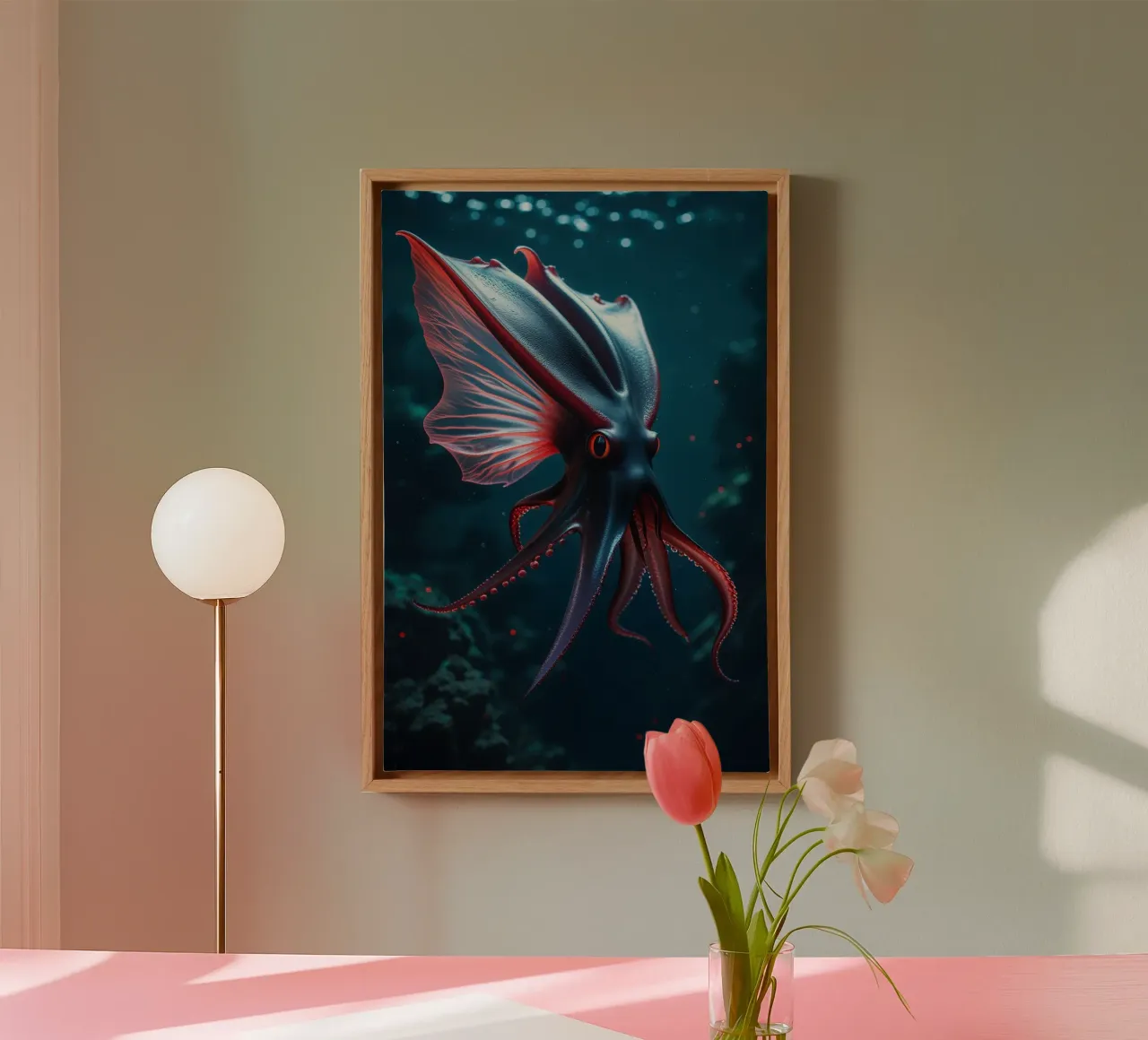 Ethereal Glow of a Vampire Squid in the Depths tela da AlbertKlee