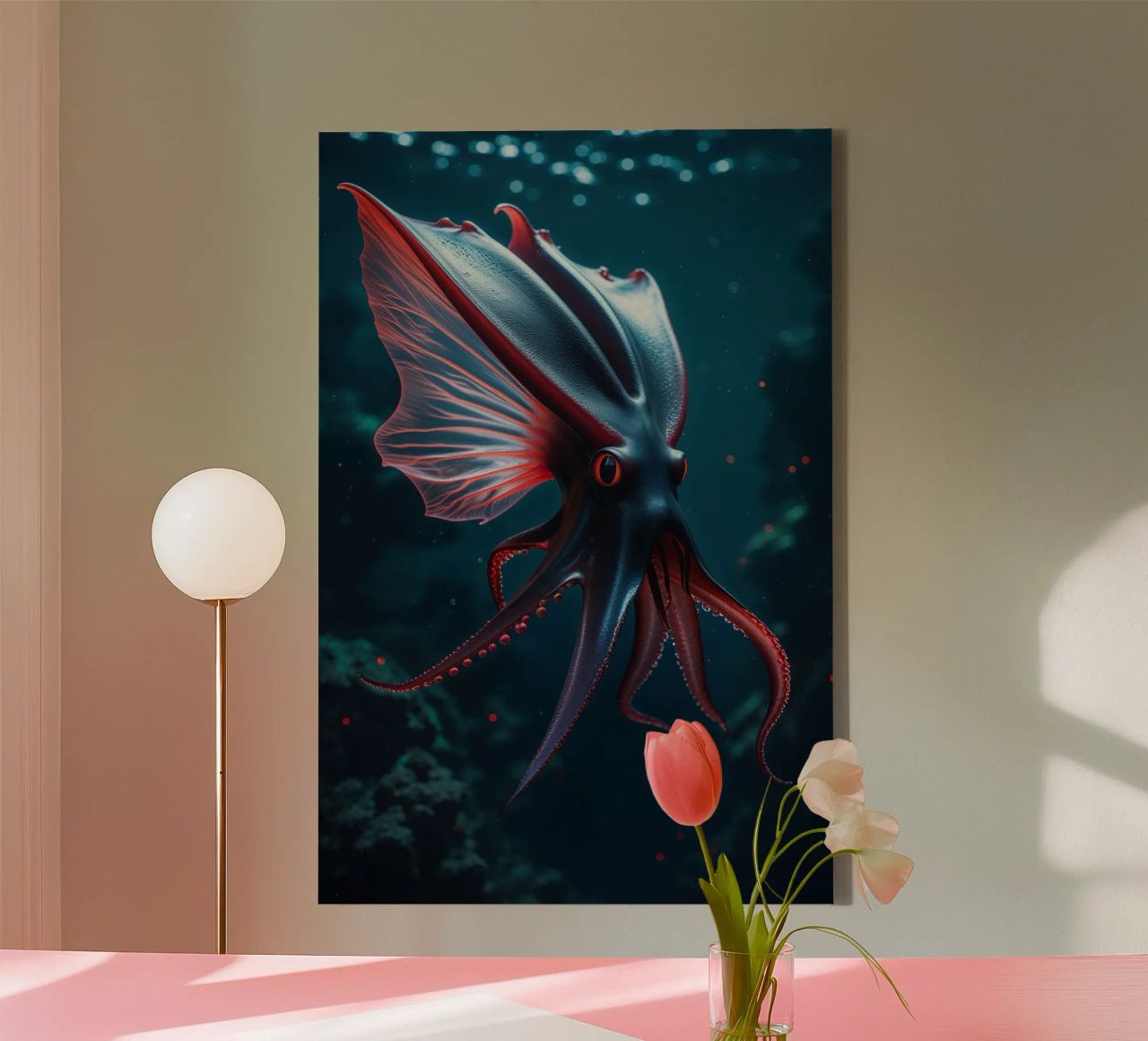 Ethereal Glow of a Vampire Squid in the Depths tela da AlbertKlee