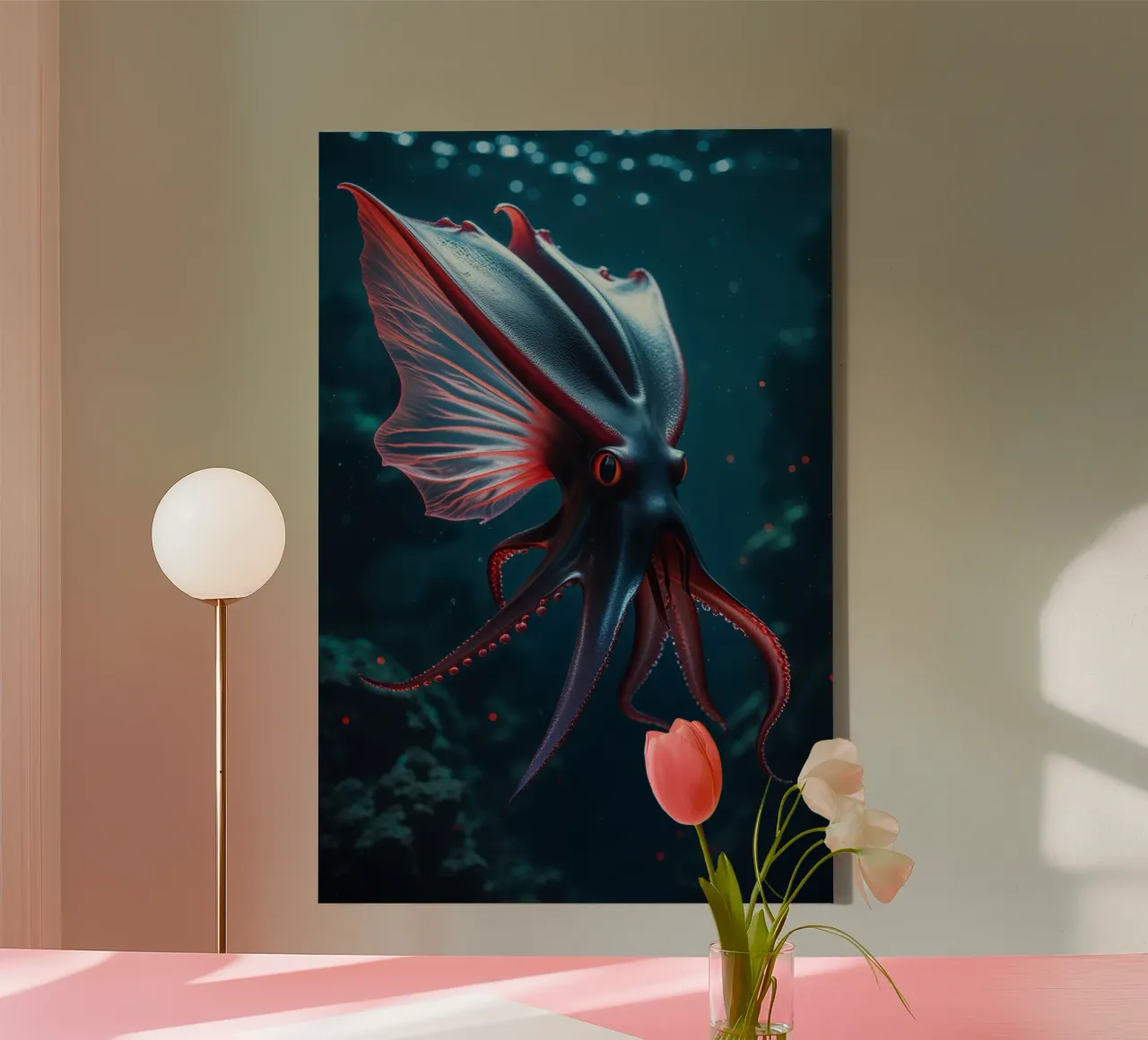 Ethereal Glow of a Vampire Squid in the Depths Leinwand von AlbertKlee