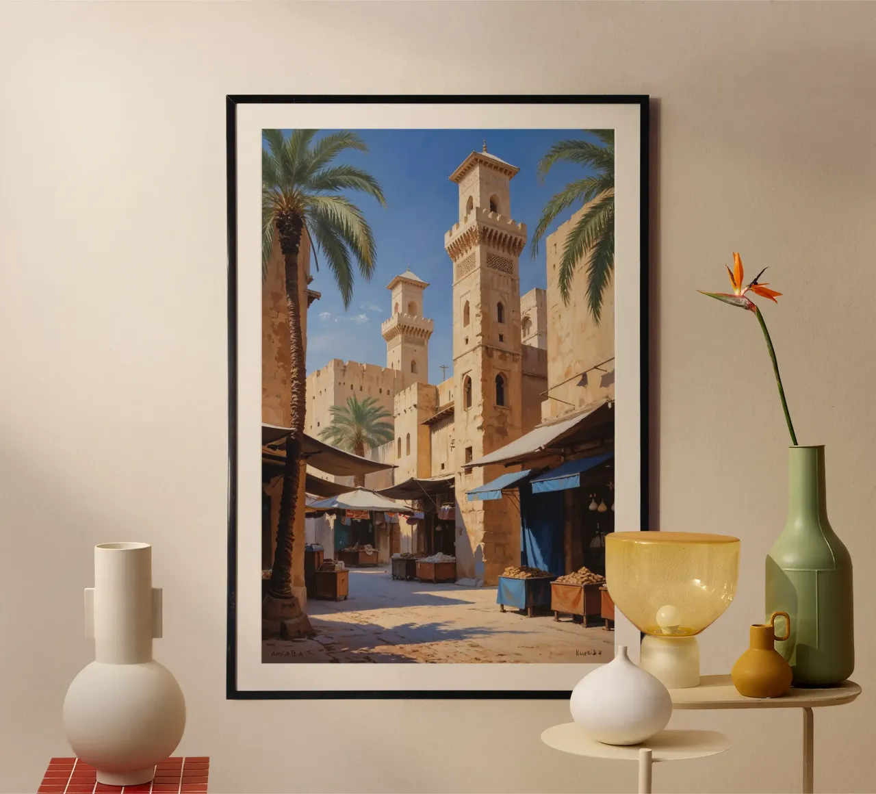 Golden Hues of Al Fahidi poster con telaio in plastica da AlbertKlee