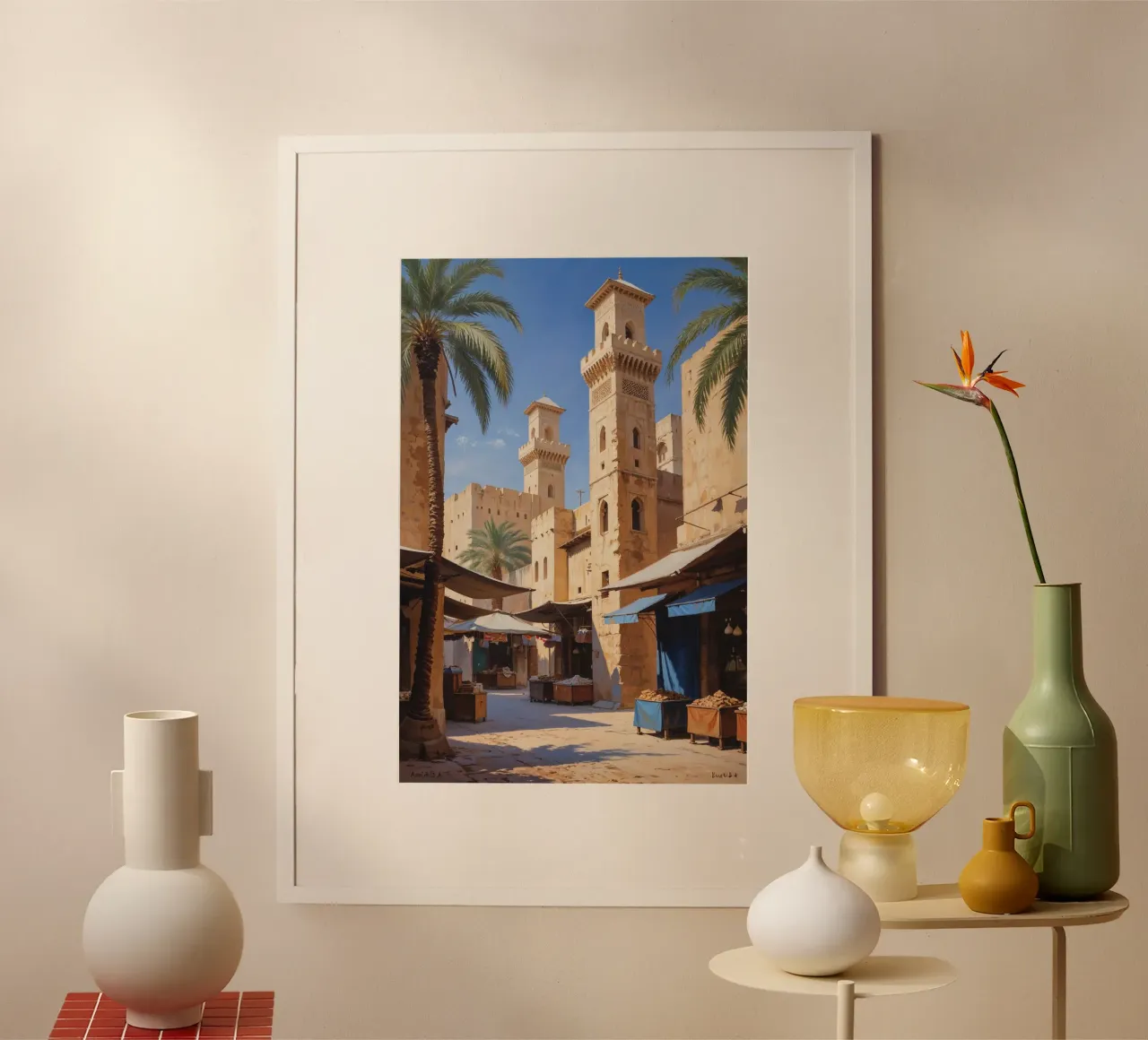Golden Hues of Al Fahidi poster con telaio in plastica da AlbertKlee