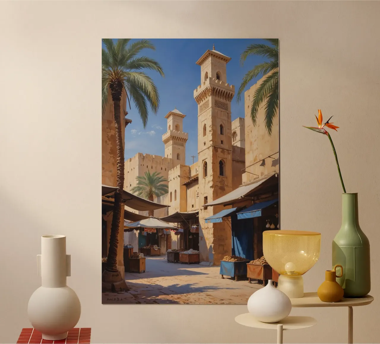 Golden Hues of Al Fahidi poster con telaio in plastica da AlbertKlee
