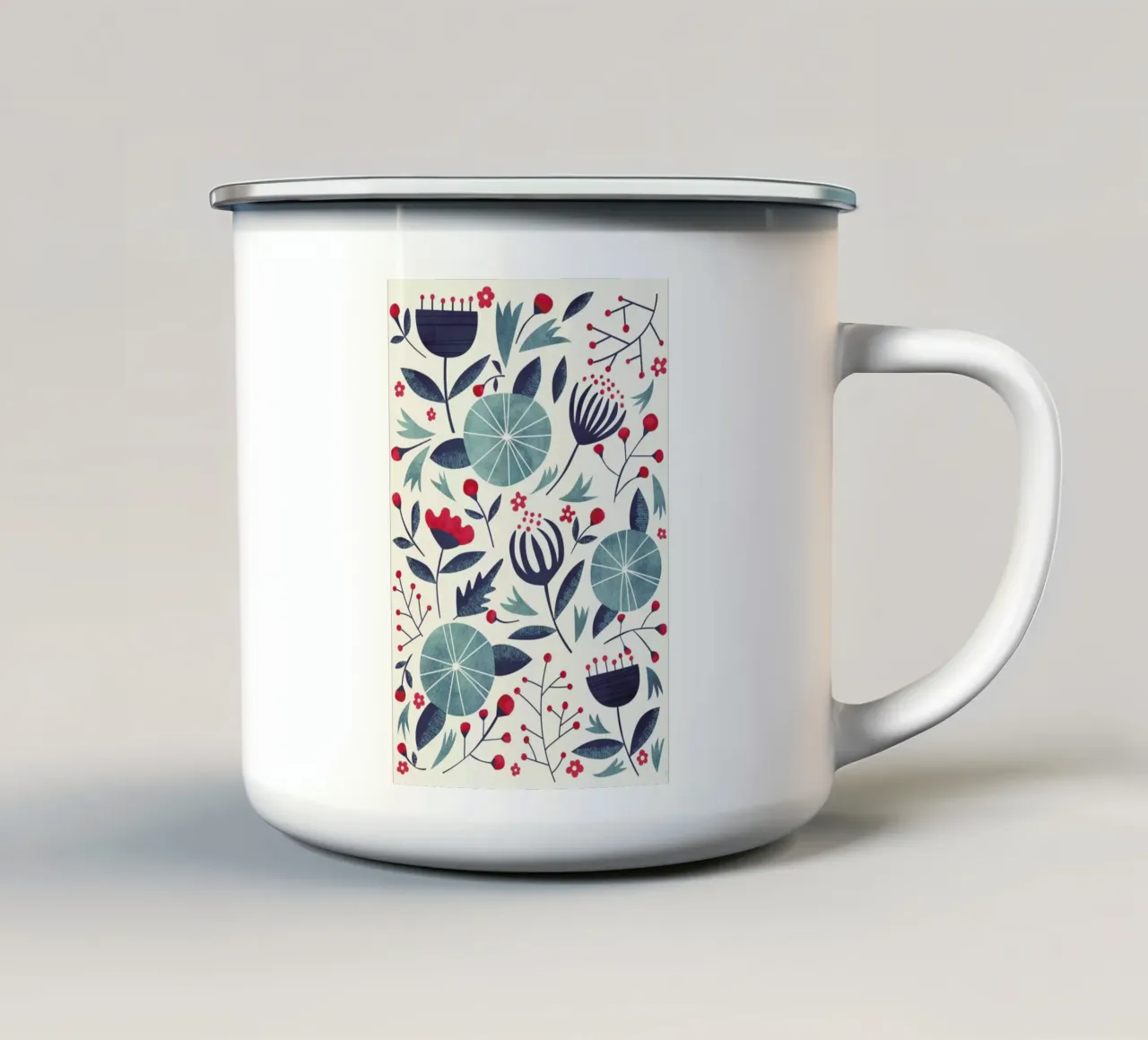 Juniper enamel mug by Tracie Andrews