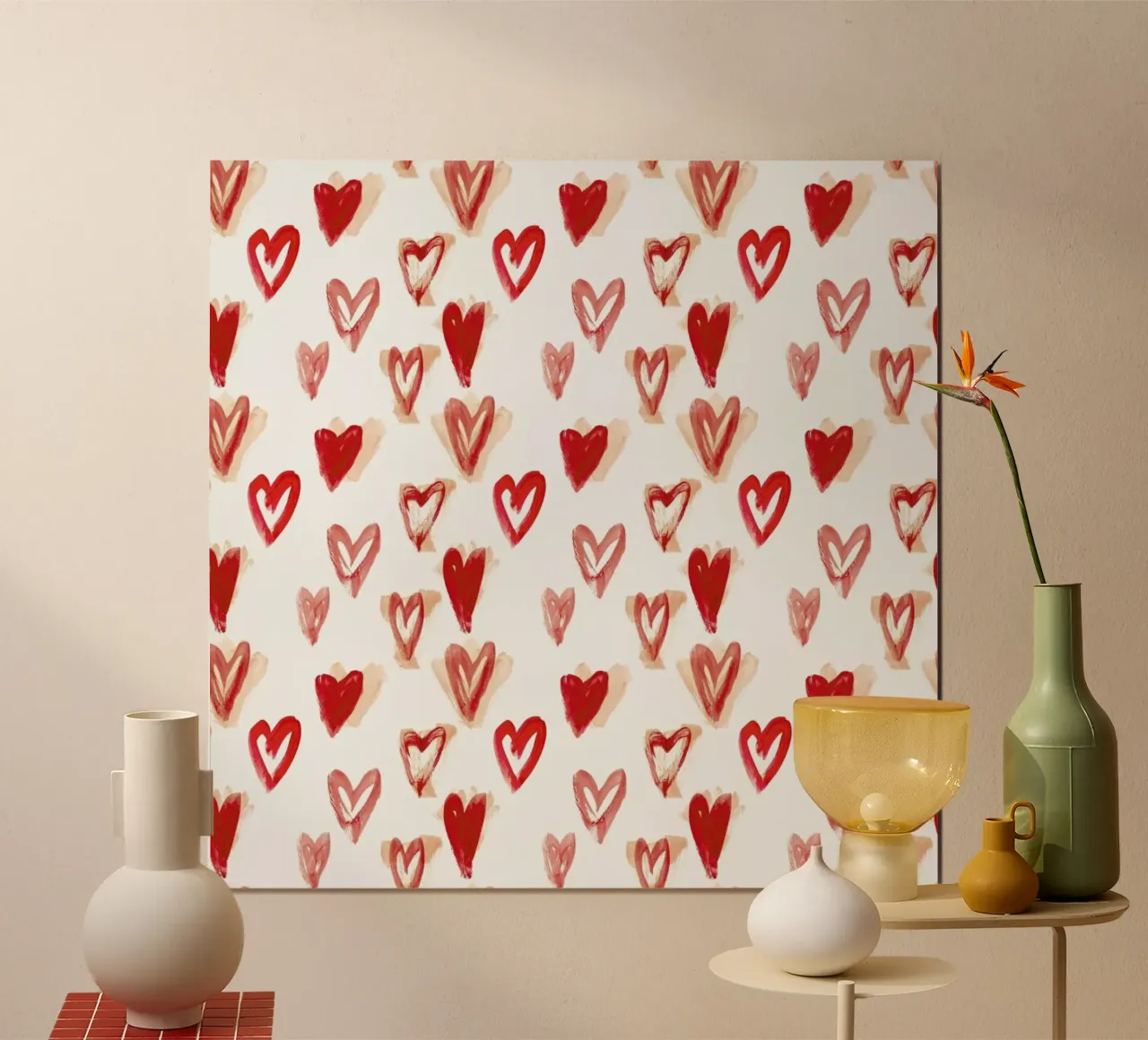 Raining Hearts poster con telaio in plastica da Farina Kuklinski