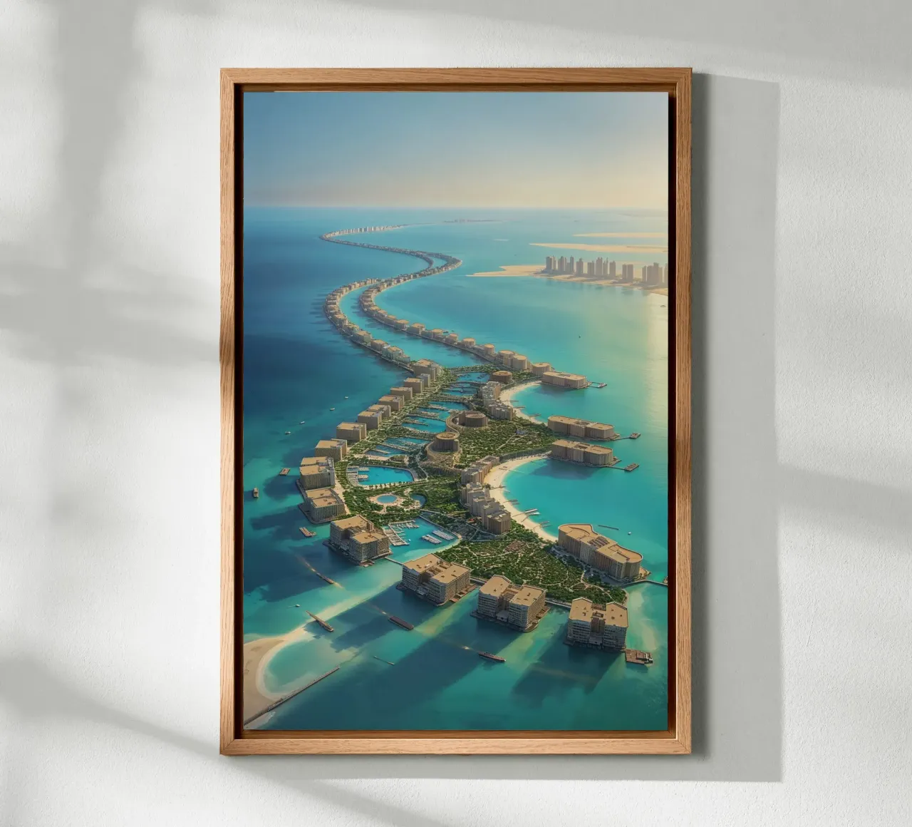 Dubai’s Skyline Merging with the Sea tela con Cornice a cassetta da AlbertKlee