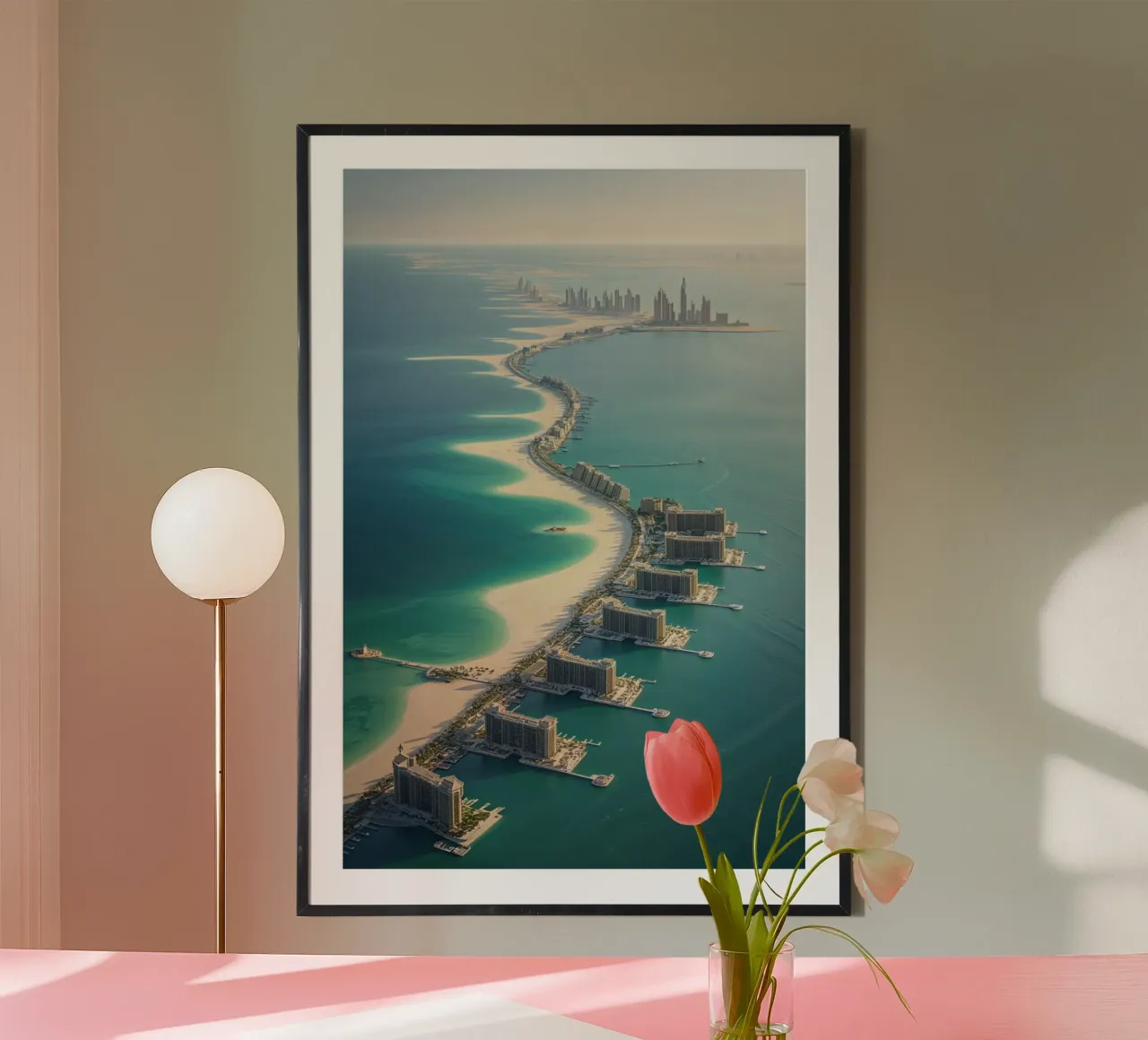 Dubai’s Palm-Shaped Island from Above poster da AlbertKlee