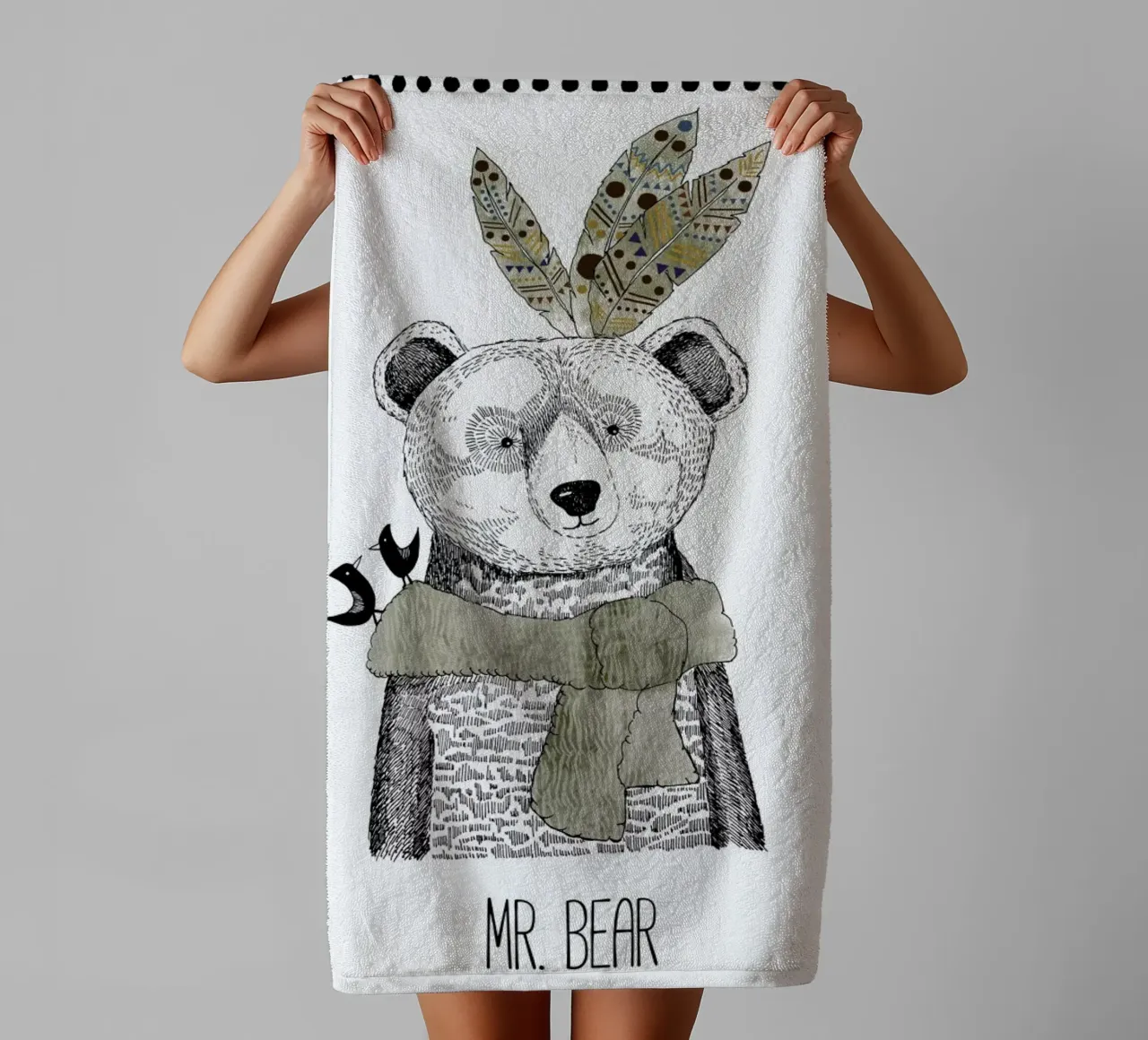 Mr Bear towel by Sabrina Ziegenhorn