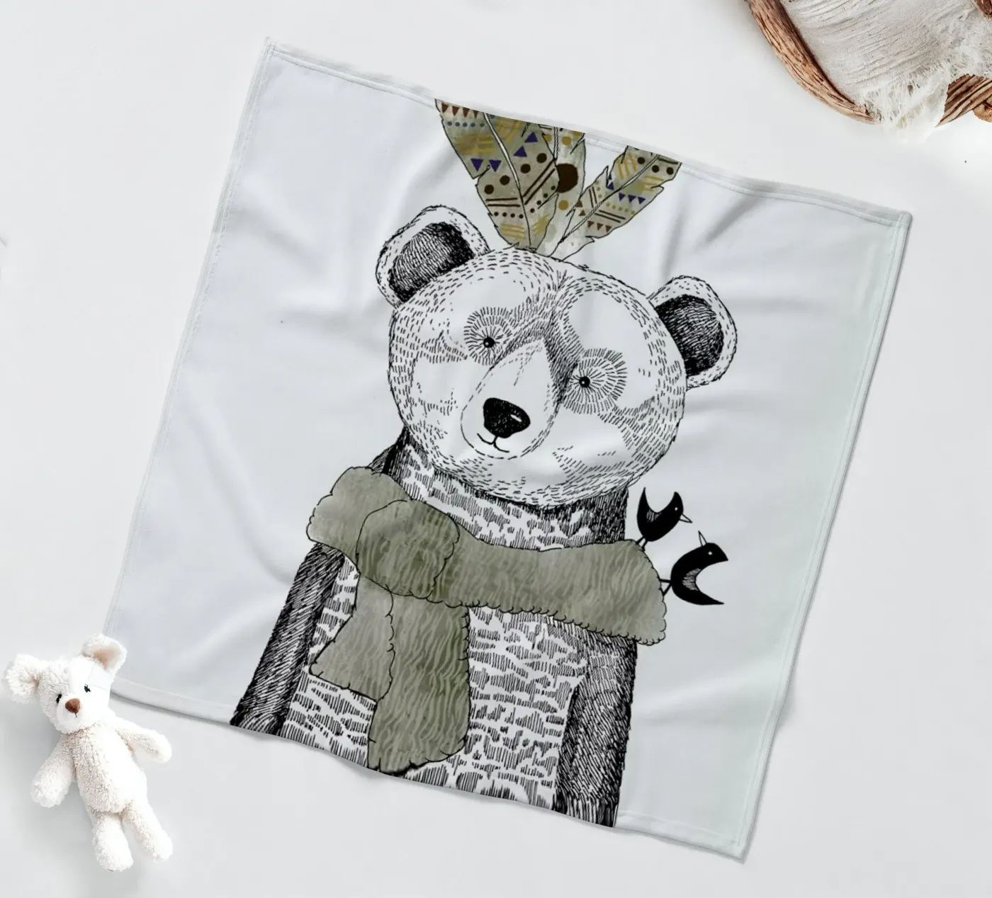 Mr Bear fleece blanket by Sabrina Ziegenhorn