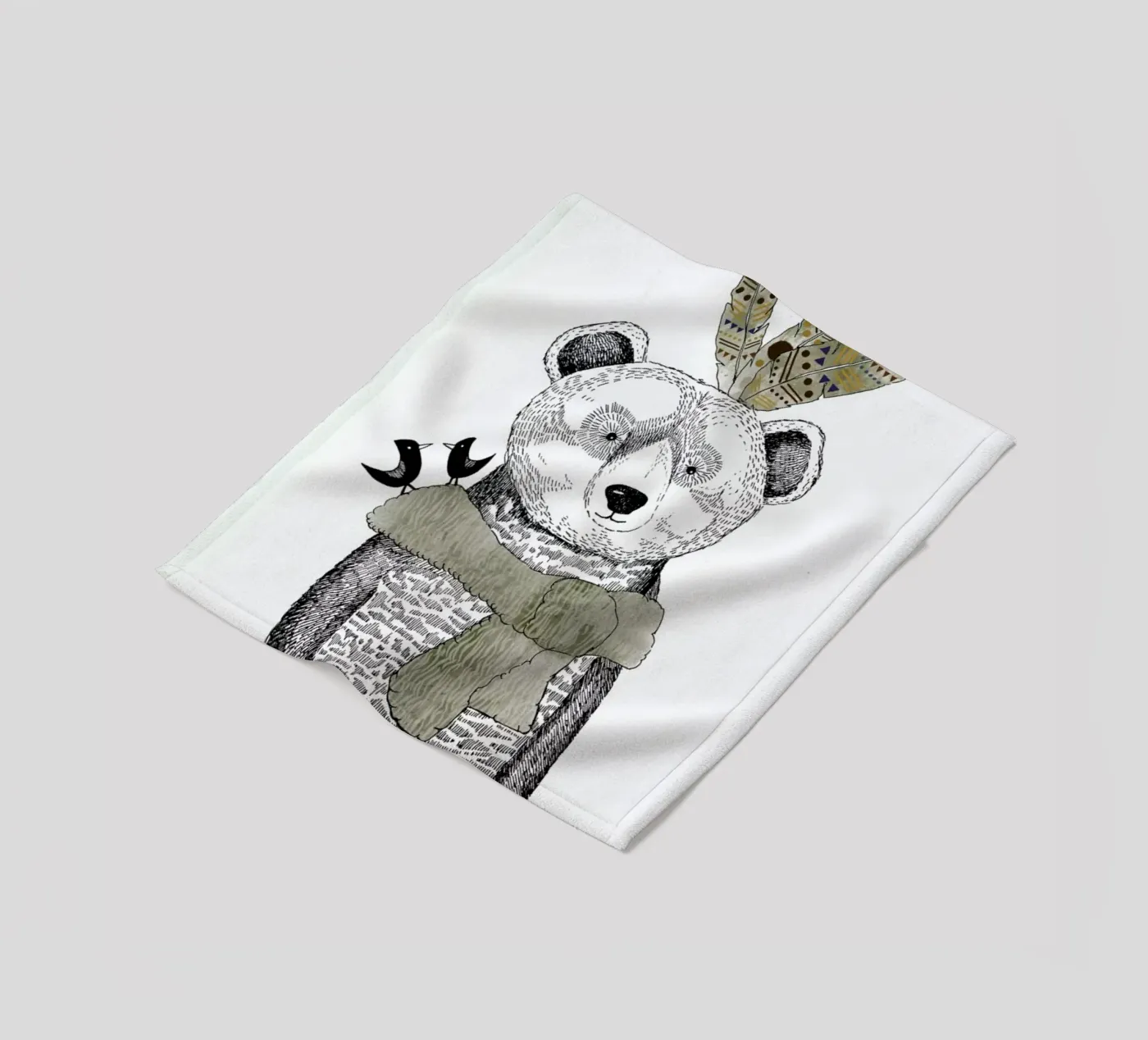 Mr Bear fleece blanket by Sabrina Ziegenhorn