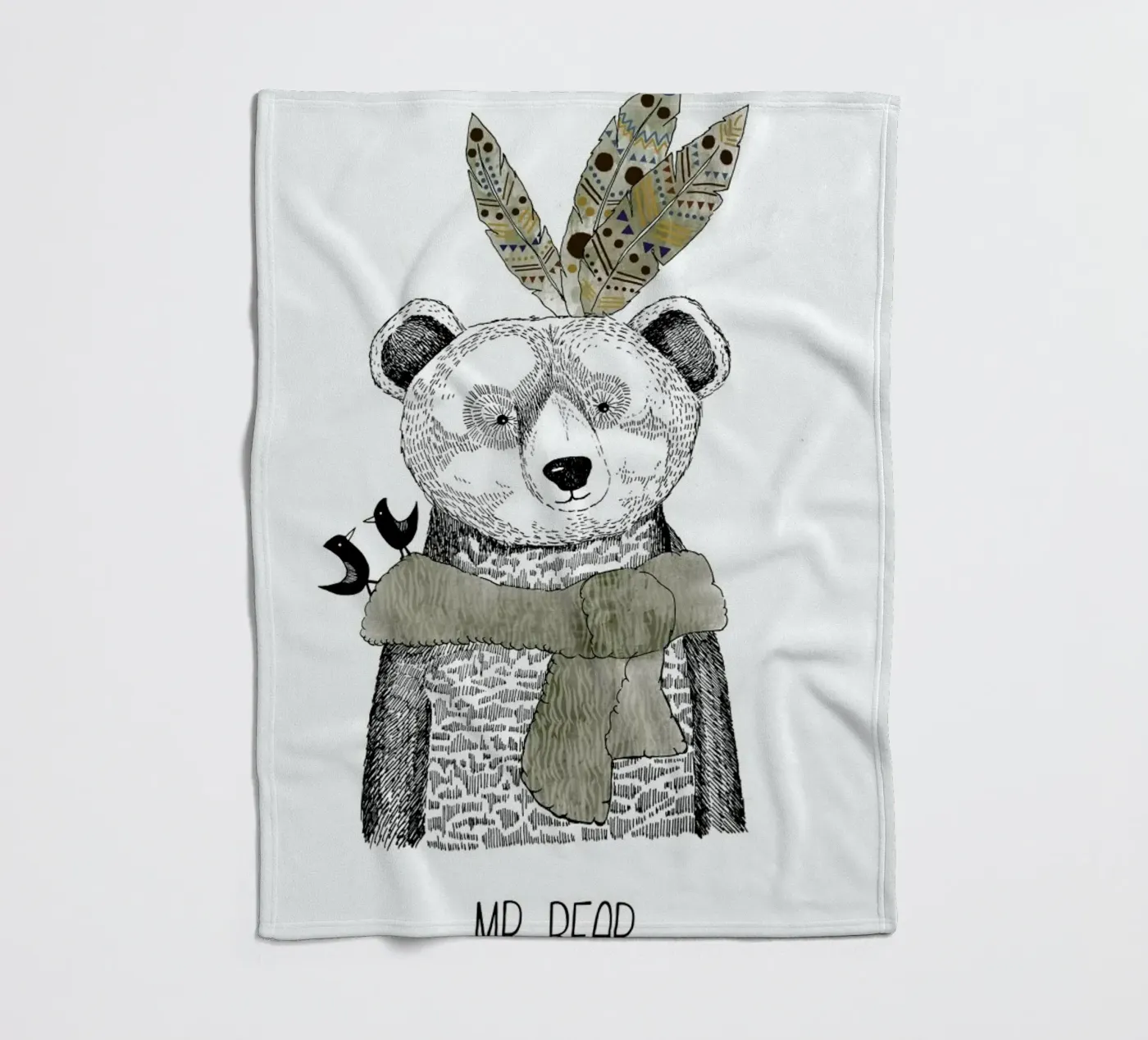 Mr Bear fleece blanket by Sabrina Ziegenhorn
