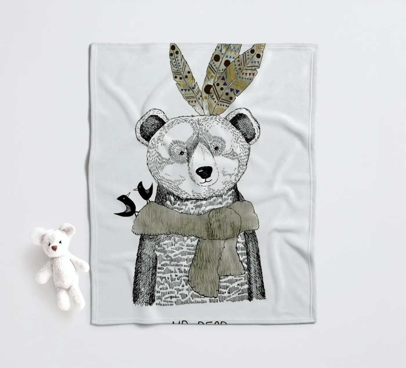 Mr Bear fleece blanket by Sabrina Ziegenhorn