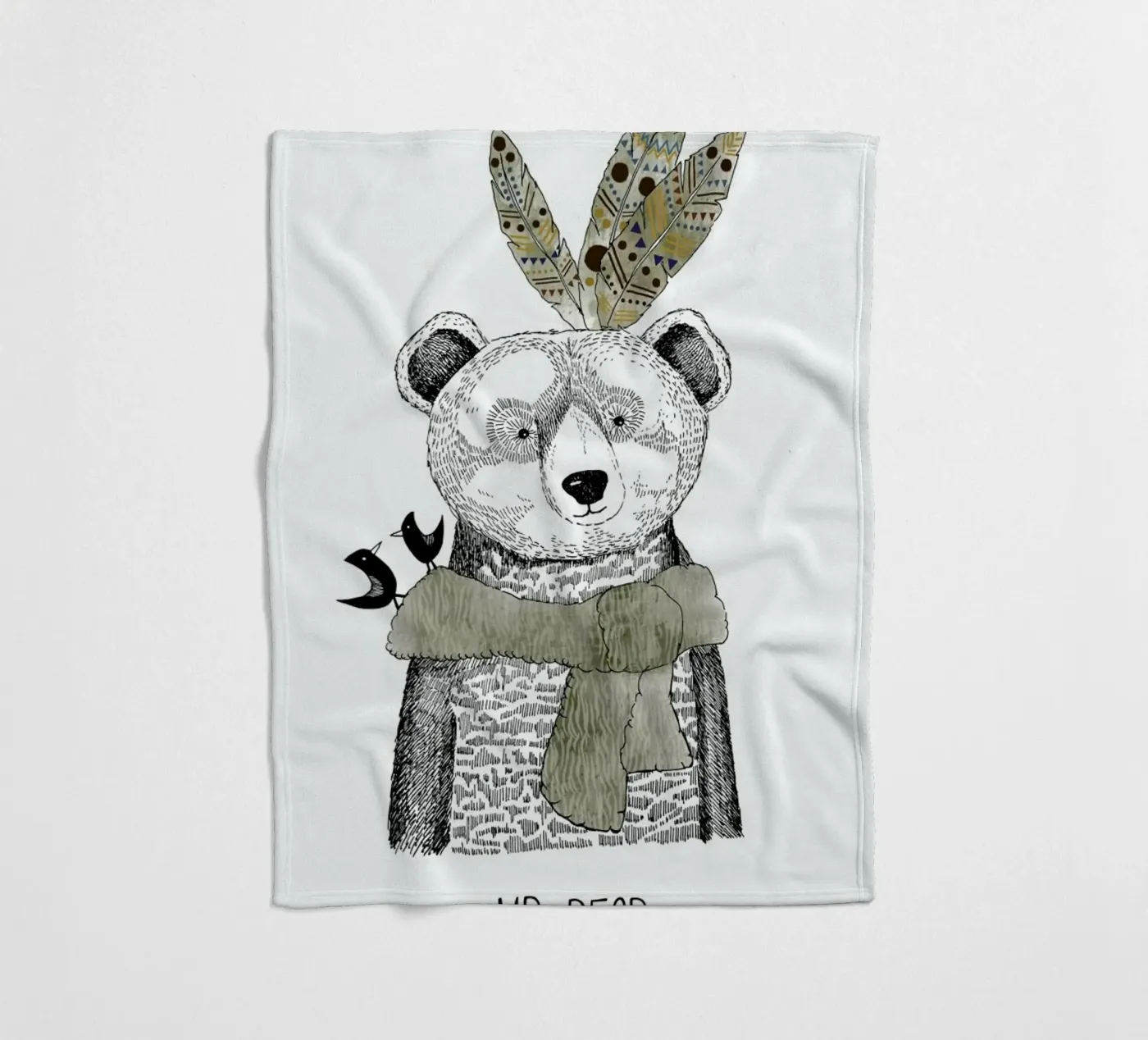 Mr Bear fleece blanket by Sabrina Ziegenhorn