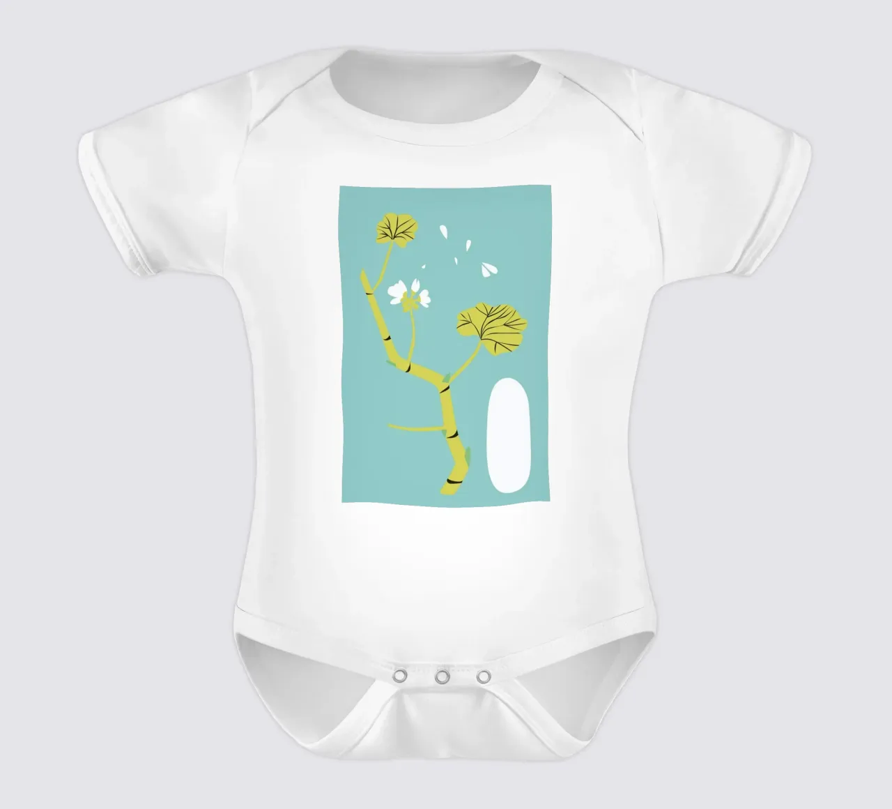 Geranium Blue short-sleeve baby romper by Monika Aichele