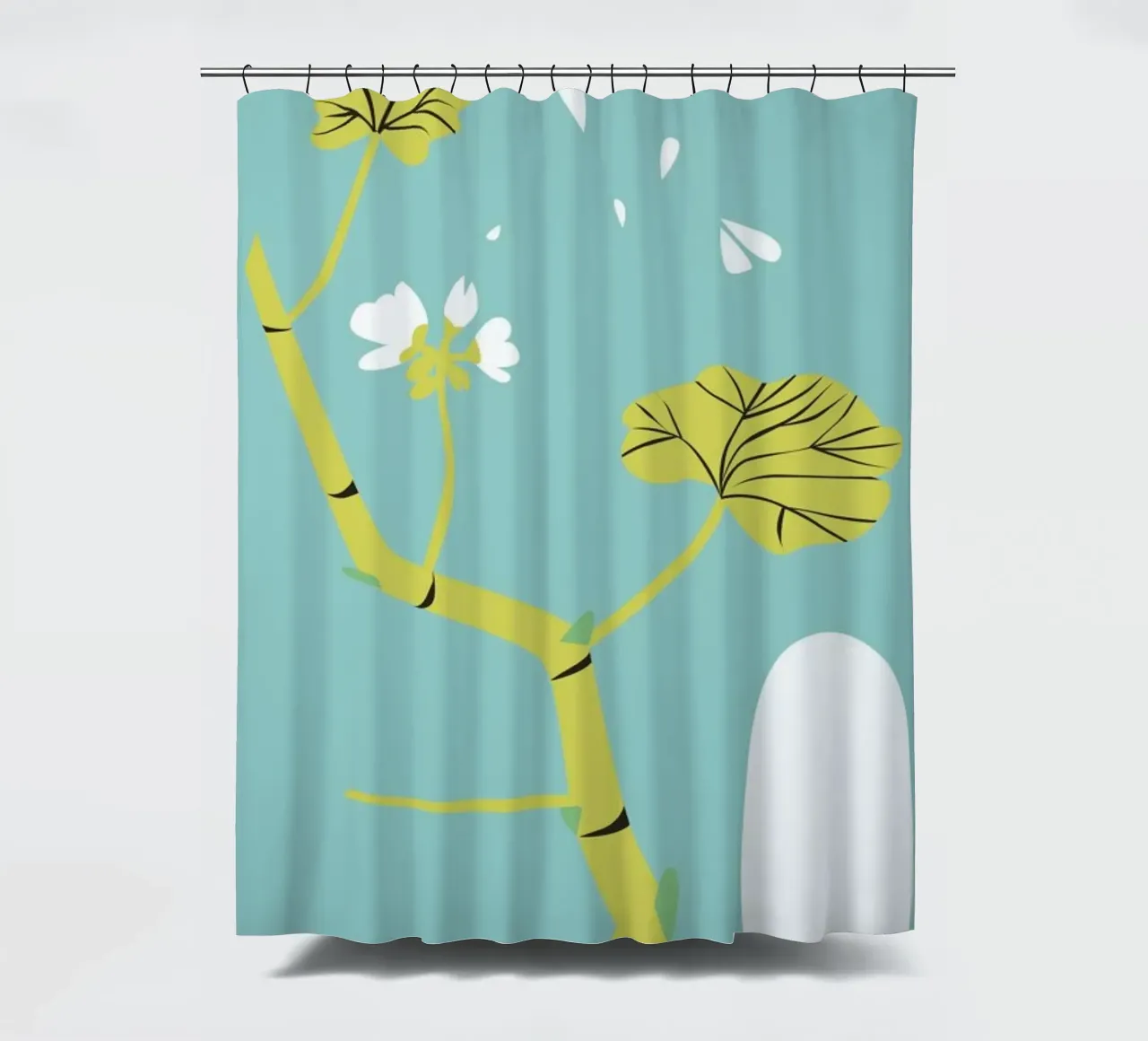 Geranium Blue shower curtain by Monika Aichele