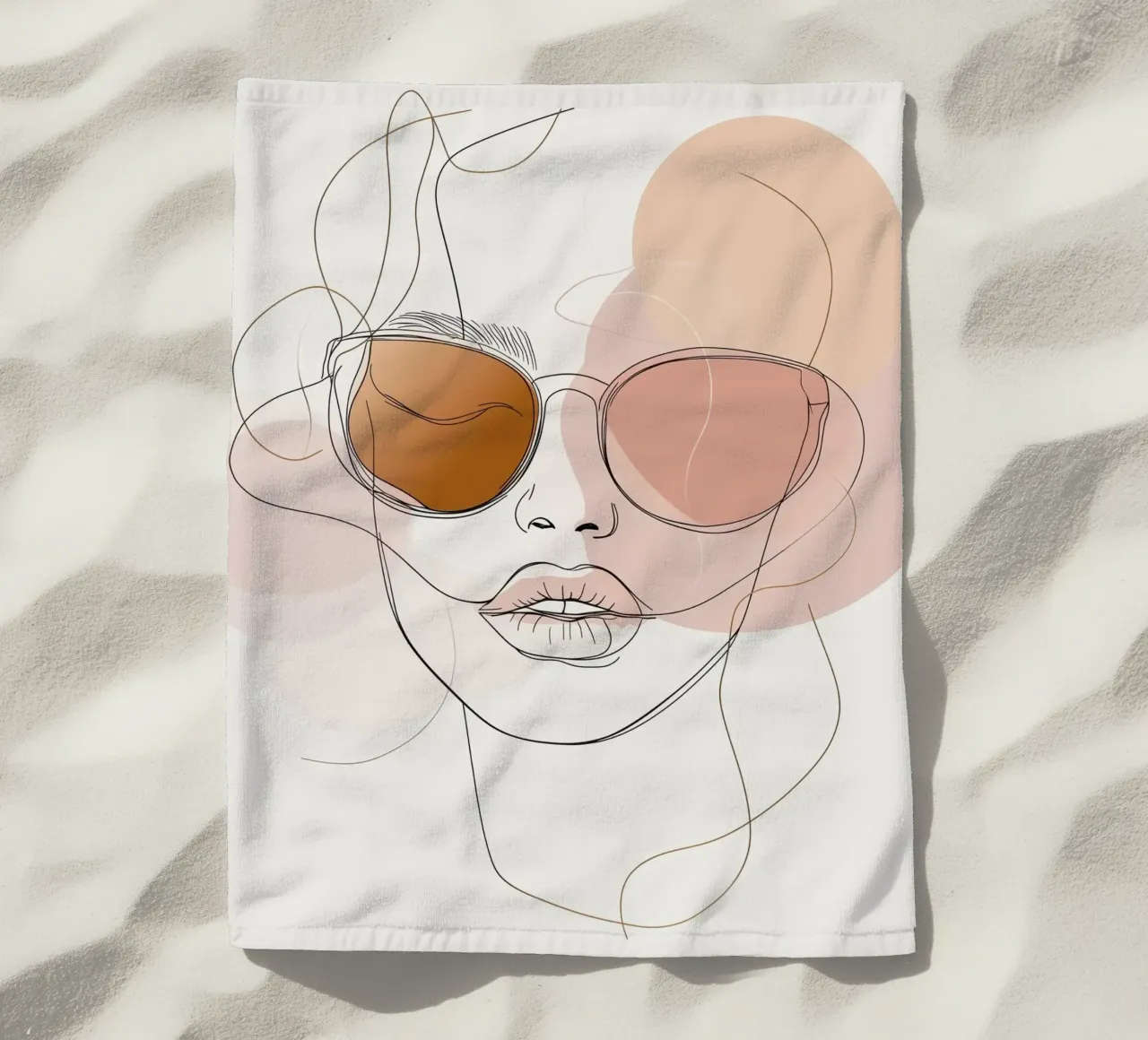 Womans face monoline telo mare da Synthaira