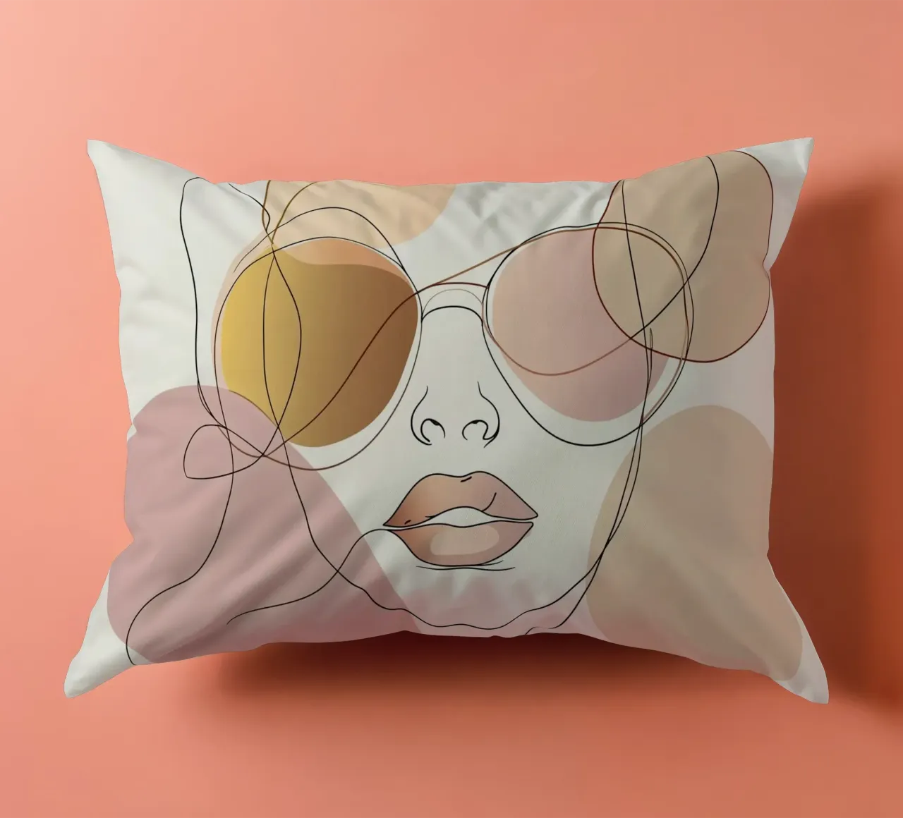 Tinted sunglasses- Playful Abstract Face Line Art Print cuscino da Synthaira