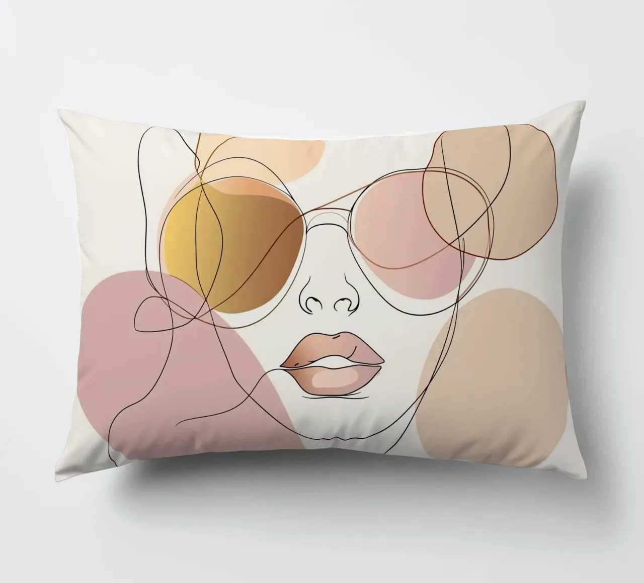 Tinted sunglasses- Playful Abstract Face Line Art Print cuscino da Synthaira