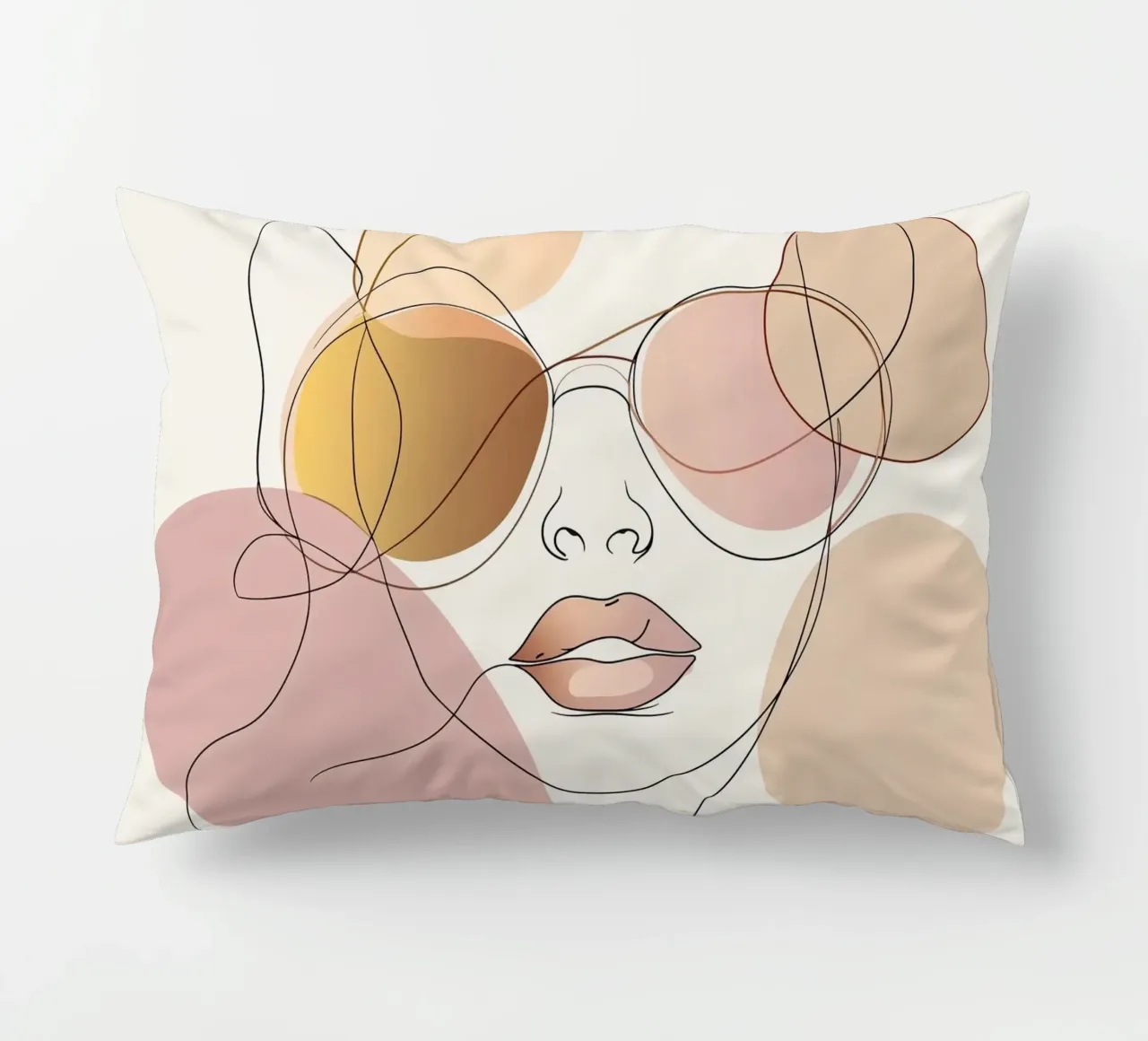 Tinted sunglasses- Playful Abstract Face Line Art Print cuscino da Synthaira