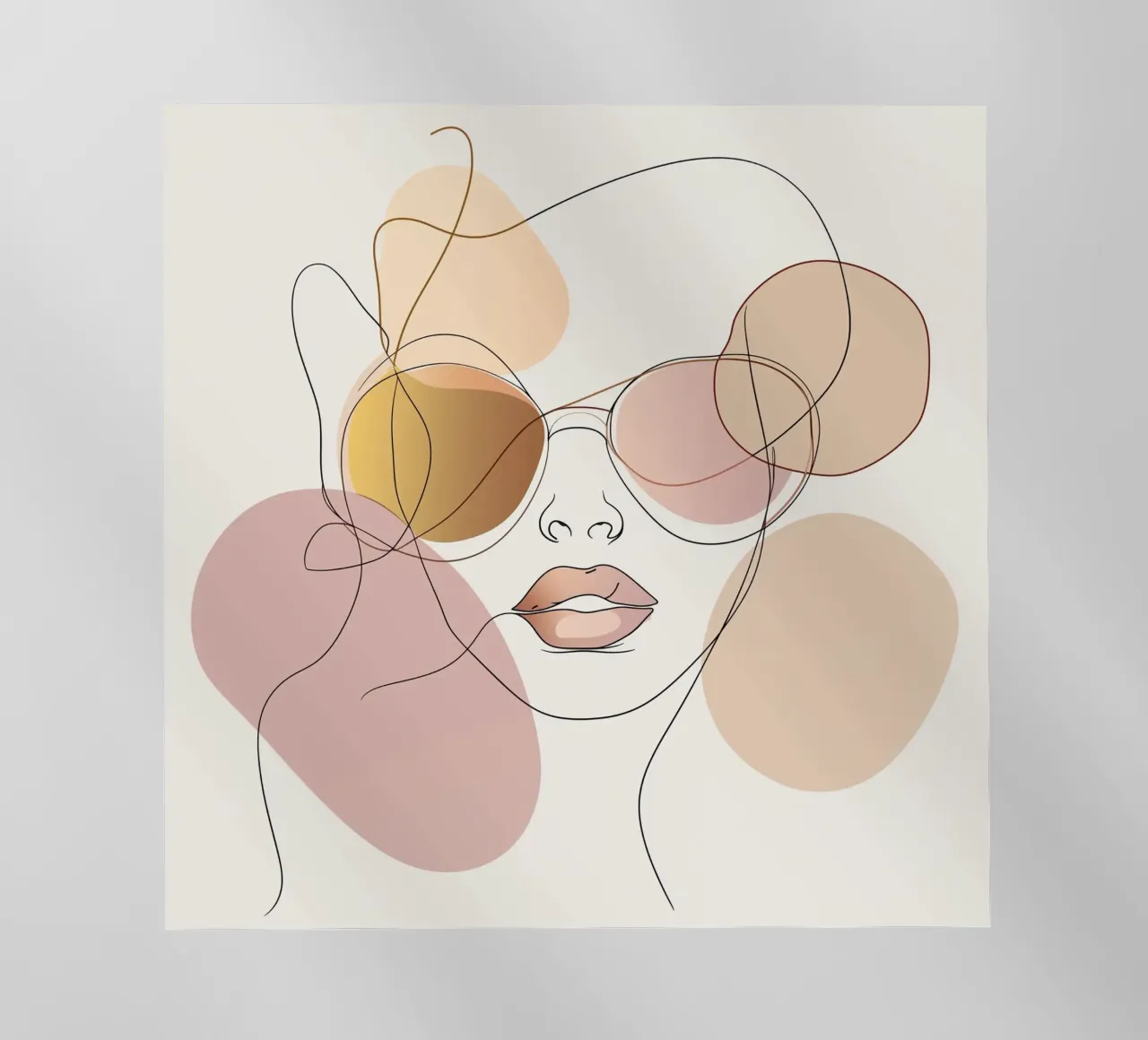Tinted sunglasses- Playful Abstract Face Line Art Print pellicola backlit da Synthaira
