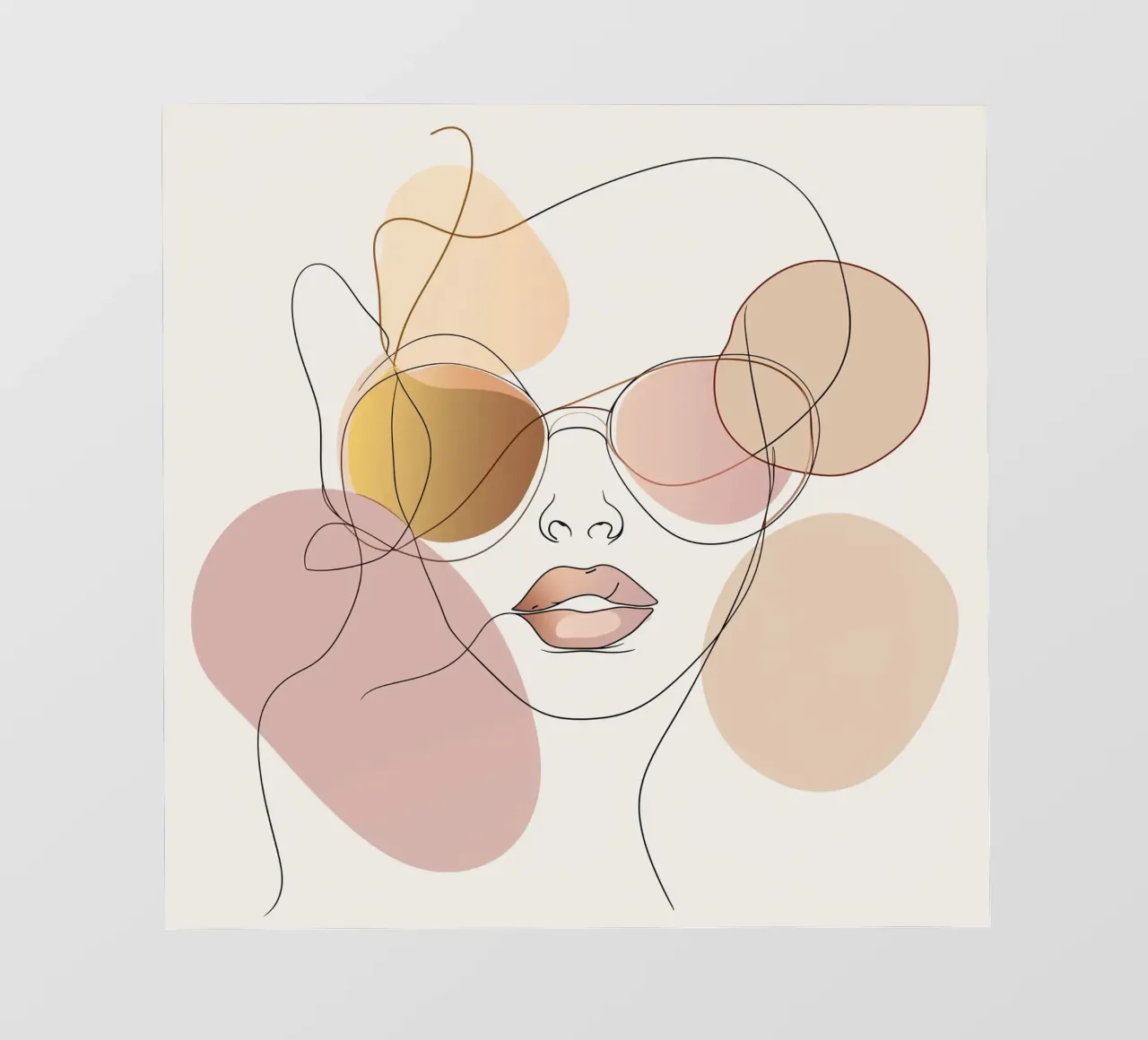 Tinted sunglasses- Playful Abstract Face Line Art Print pellicola backlit da Synthaira