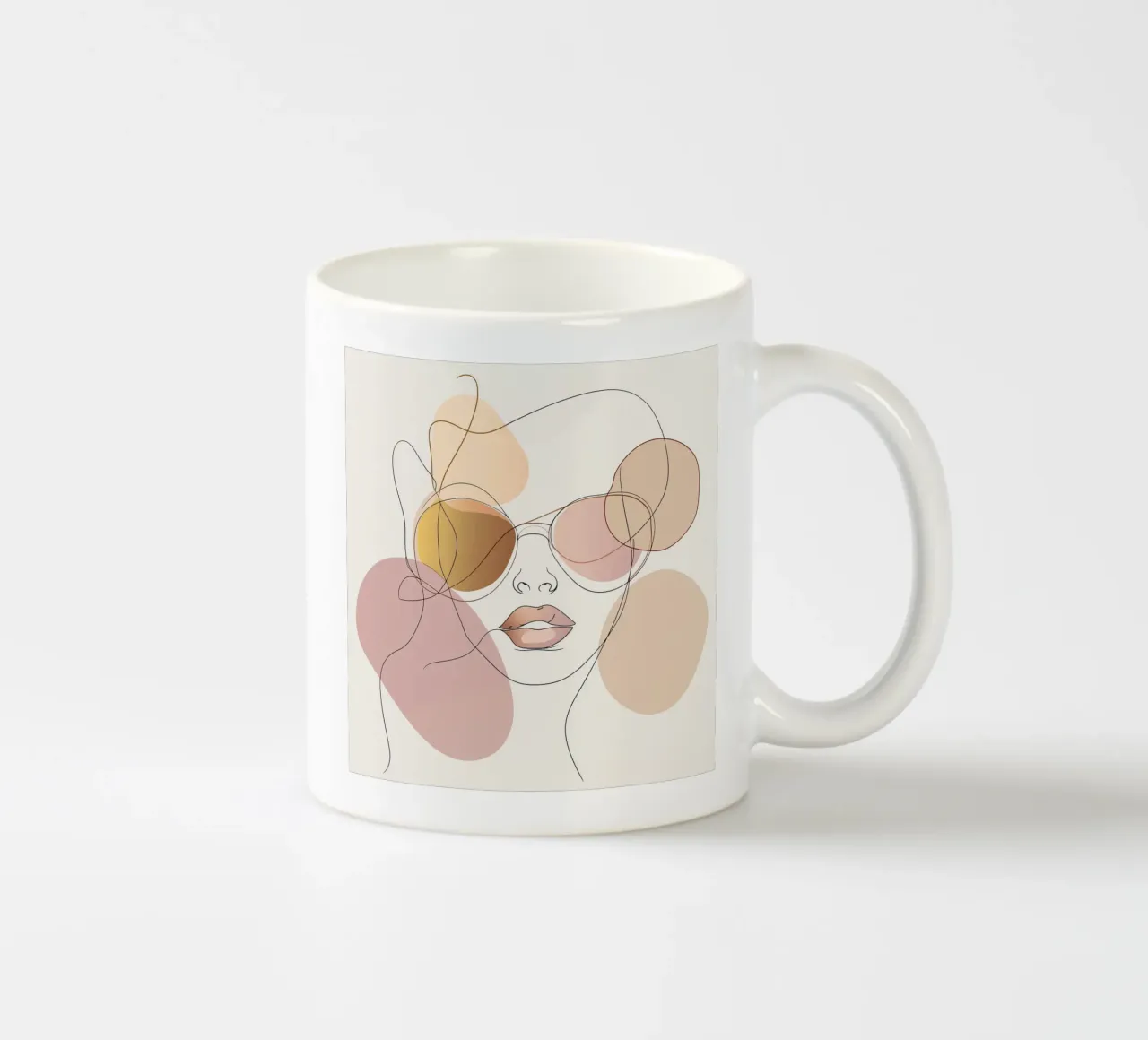 Tinted sunglasses- Playful Abstract Face Line Art Print tazza in ceramica da Synthaira