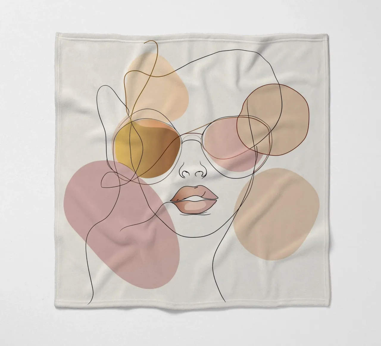 Tinted sunglasses- Playful Abstract Face Line Art Print coperta in pile da Synthaira