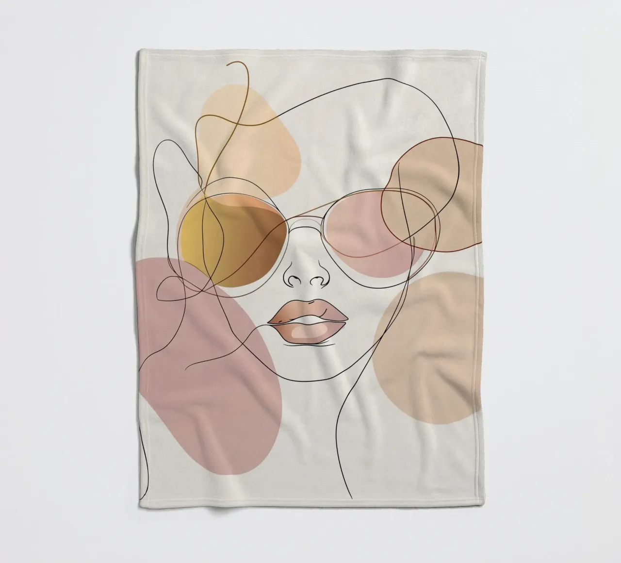 Tinted sunglasses- Playful Abstract Face Line Art Print coperta in pile da Synthaira