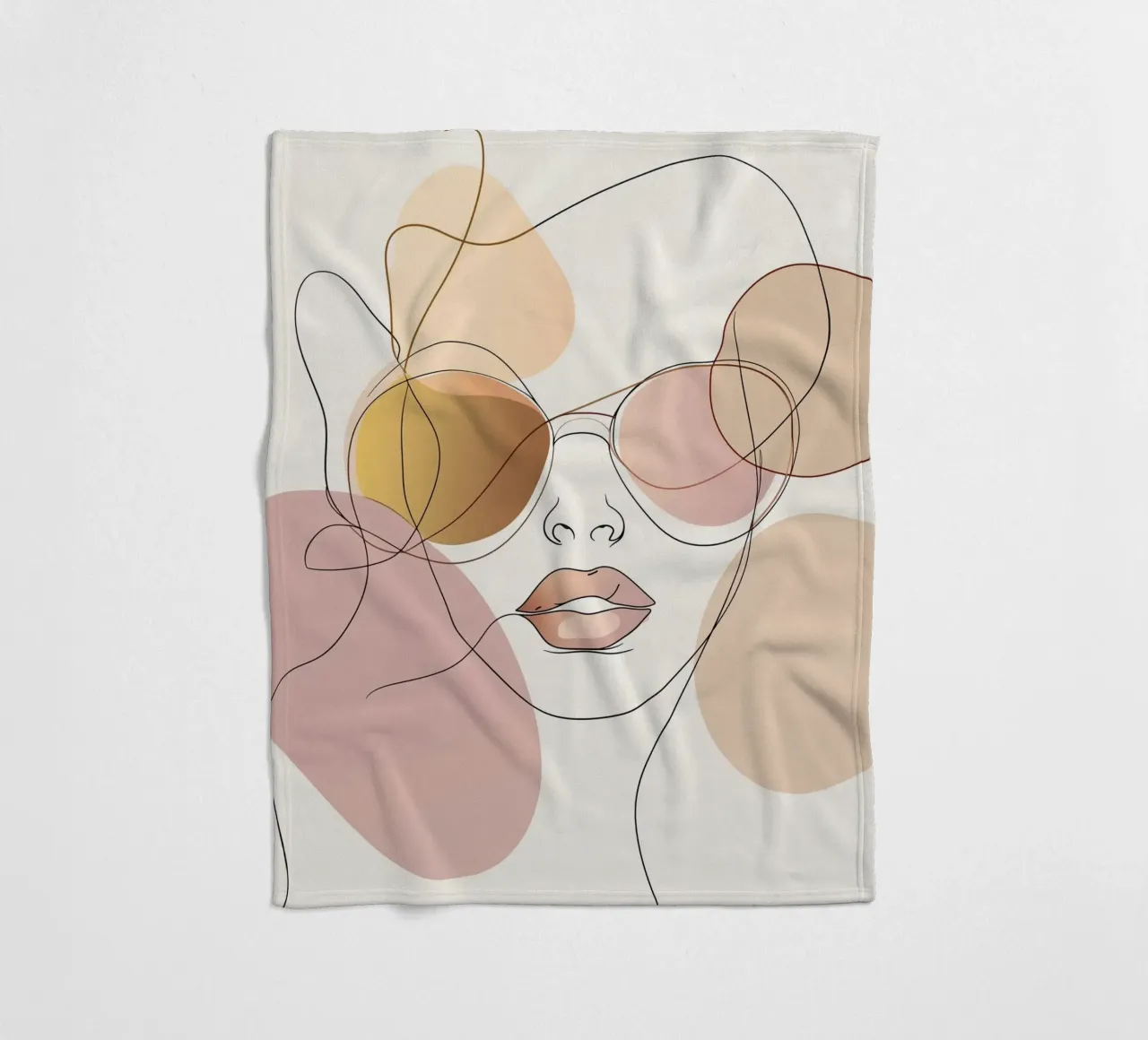 Tinted sunglasses- Playful Abstract Face Line Art Print coperta in pile da Synthaira