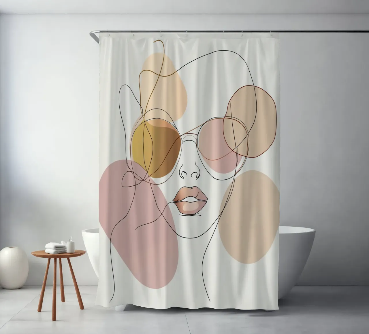Tinted sunglasses- Playful Abstract Face Line Art Print tenda da doccia da Synthaira