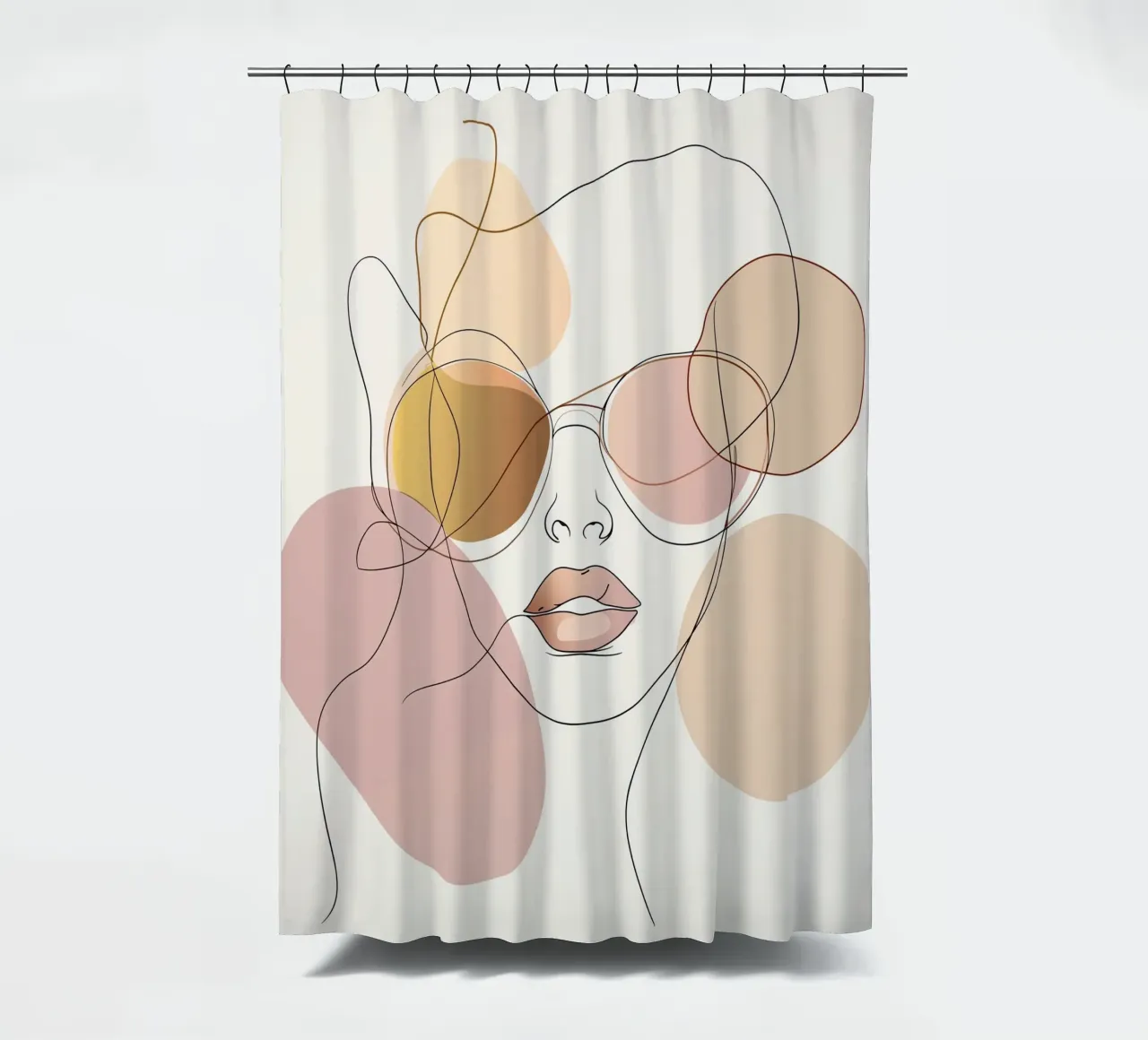 Tinted sunglasses- Playful Abstract Face Line Art Print tenda da doccia da Synthaira