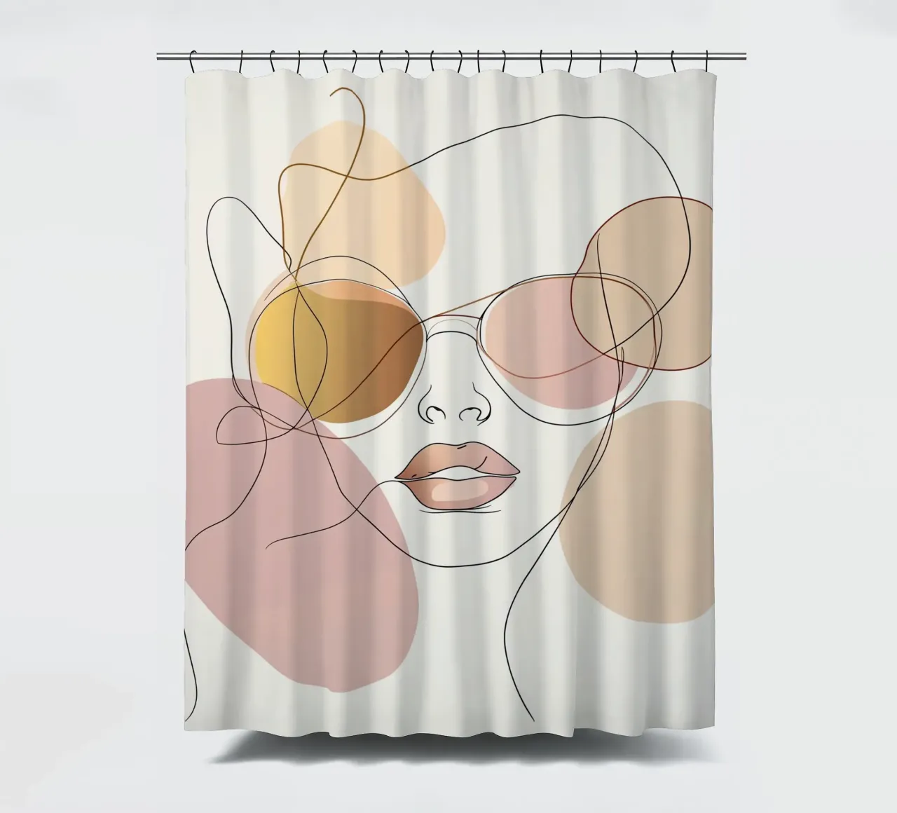 Tinted sunglasses- Playful Abstract Face Line Art Print tenda da doccia da Synthaira