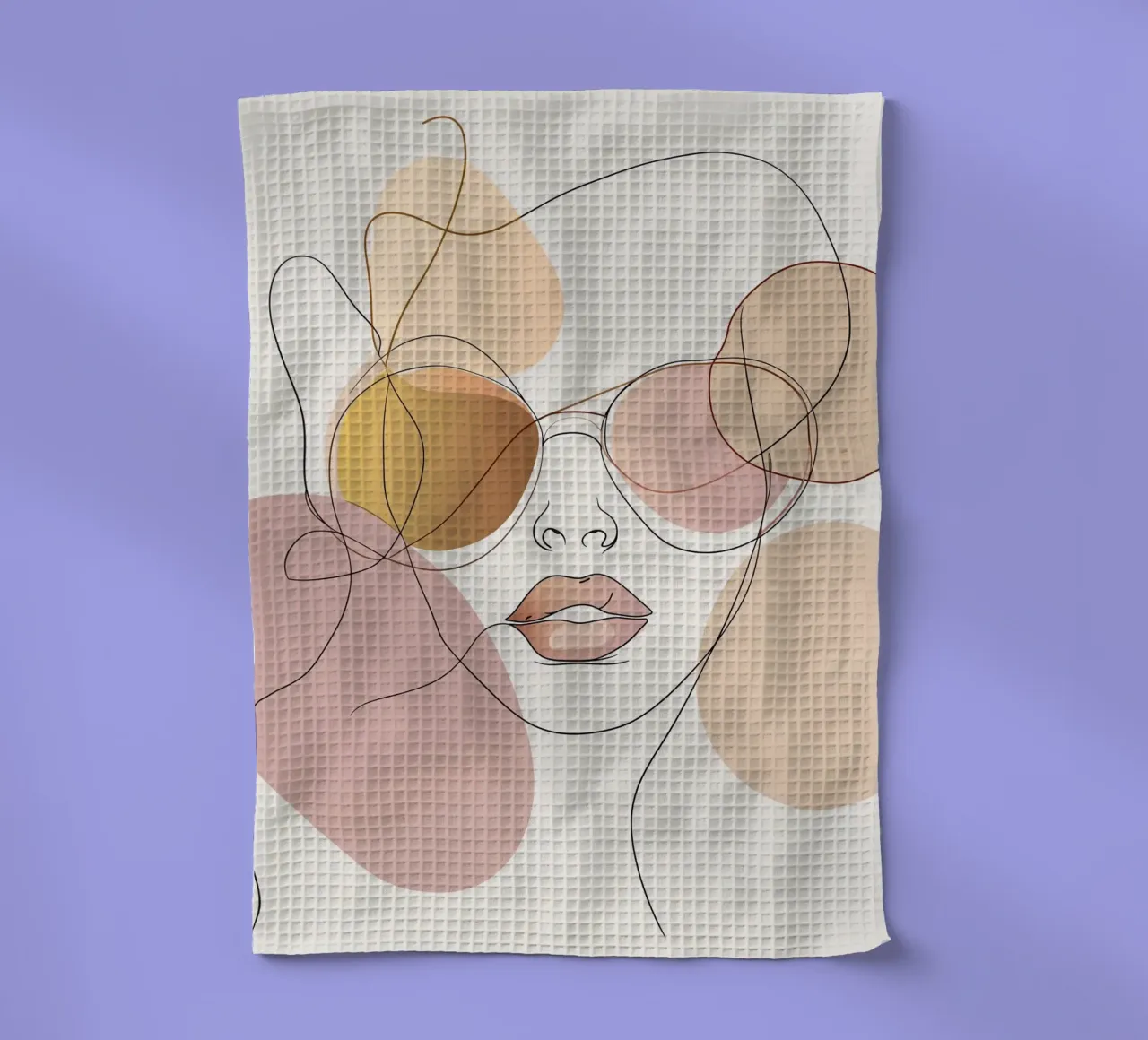Tinted sunglasses- Playful Abstract Face Line Art Print canovaccio da cucina da Synthaira