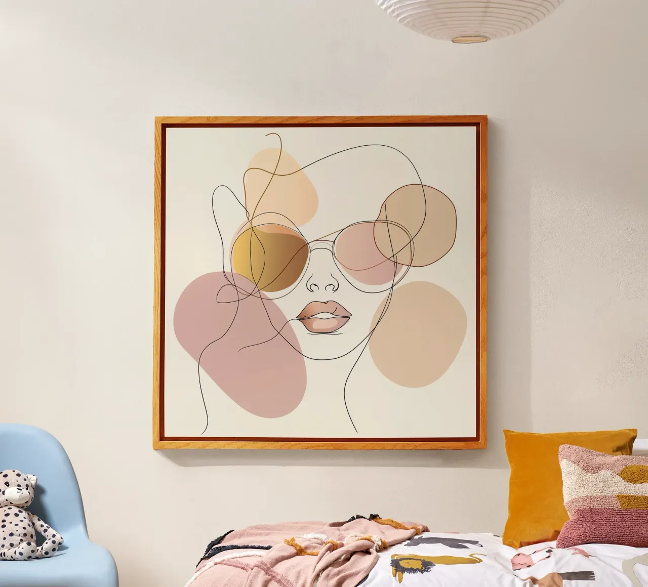 Tinted sunglasses- Playful Abstract Face Line Art Print plexiglass da Synthaira