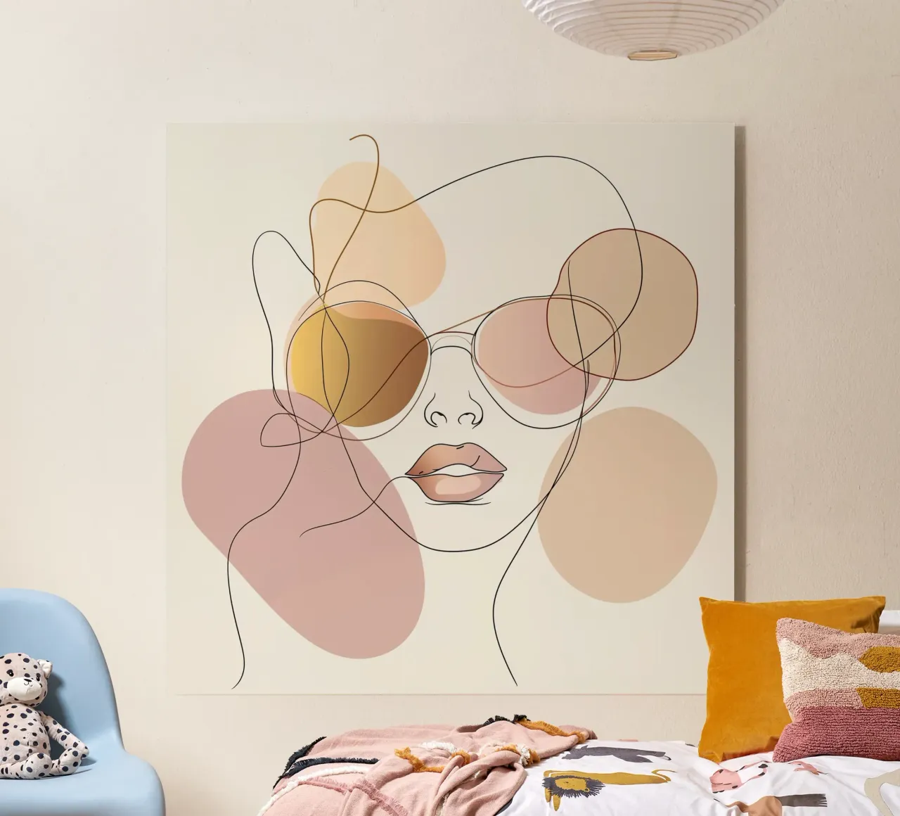 Tinted sunglasses- Playful Abstract Face Line Art Print plexiglass da Synthaira