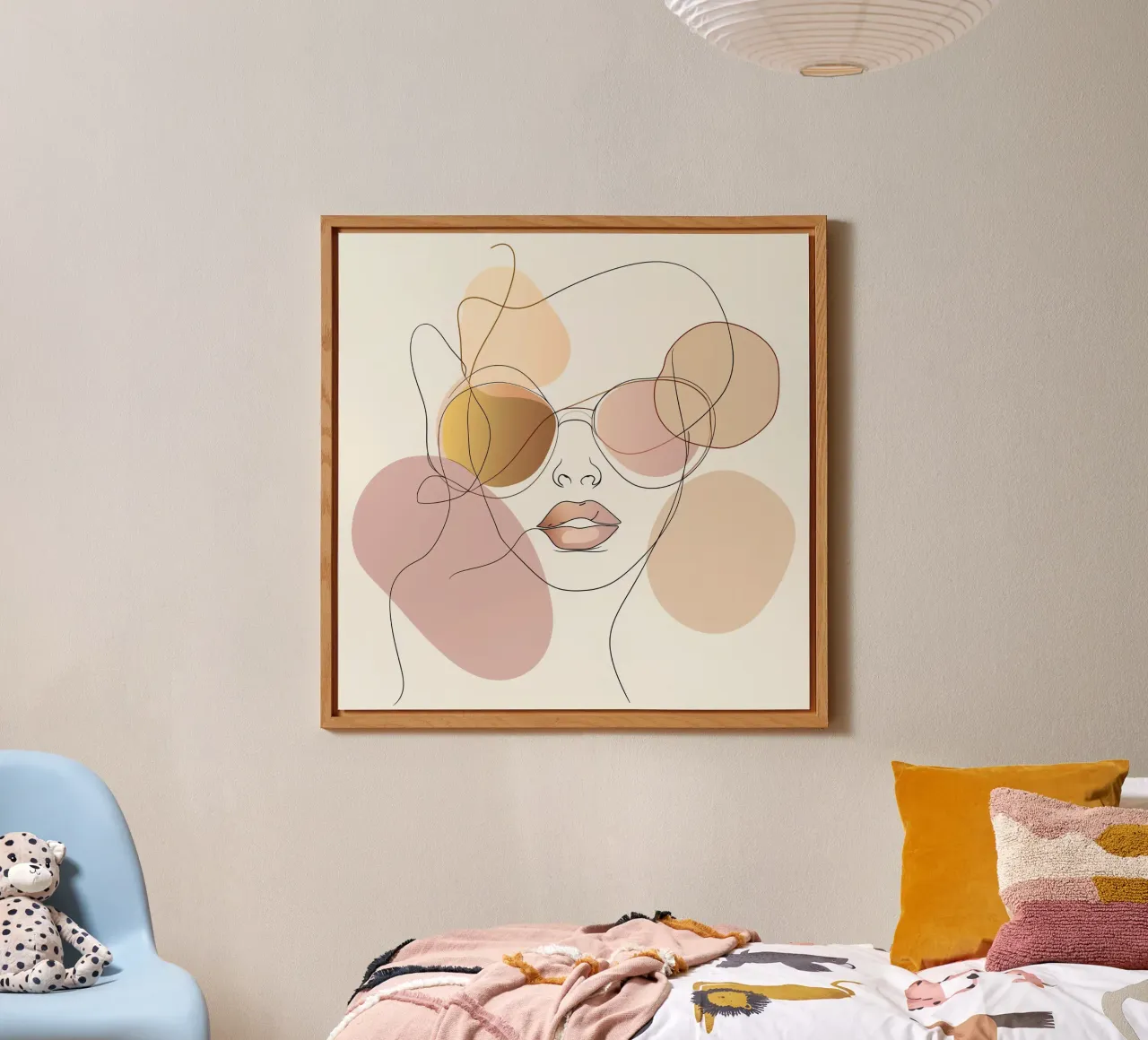 Tinted sunglasses- Playful Abstract Face Line Art Print alluminio dibond da Synthaira