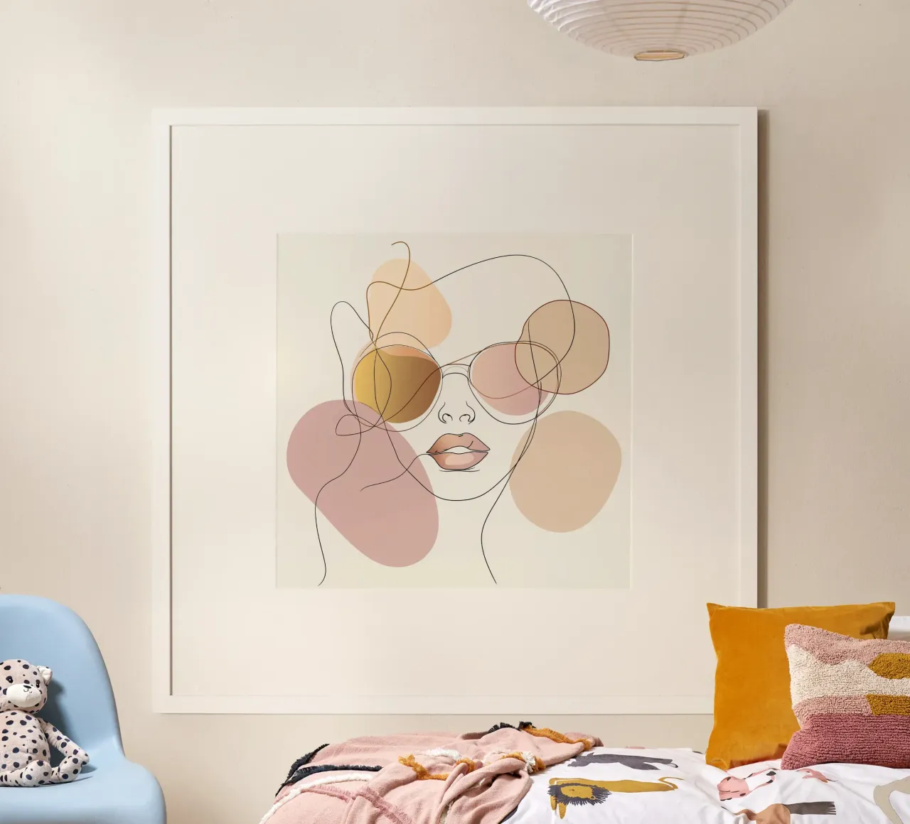 Tinted sunglasses- Playful Abstract Face Line Art Print poster da Synthaira