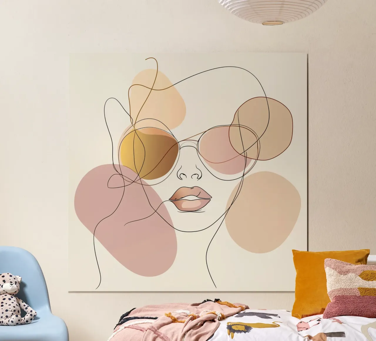 Tinted sunglasses- Playful Abstract Face Line Art Print poster da Synthaira