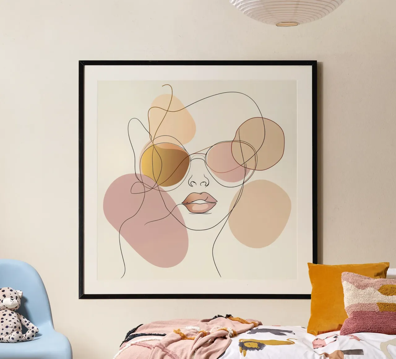 Tinted sunglasses- Playful Abstract Face Line Art Print poster da Synthaira