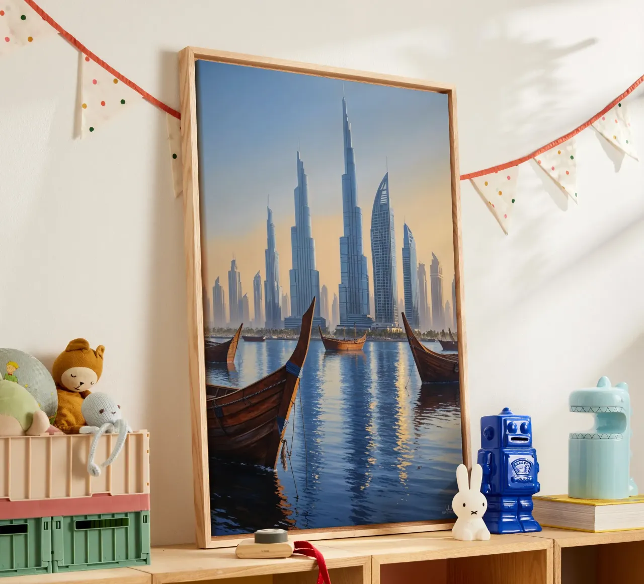 Dubai Skyline with Historic Dhows canvas met Baklijst van AlbertKlee